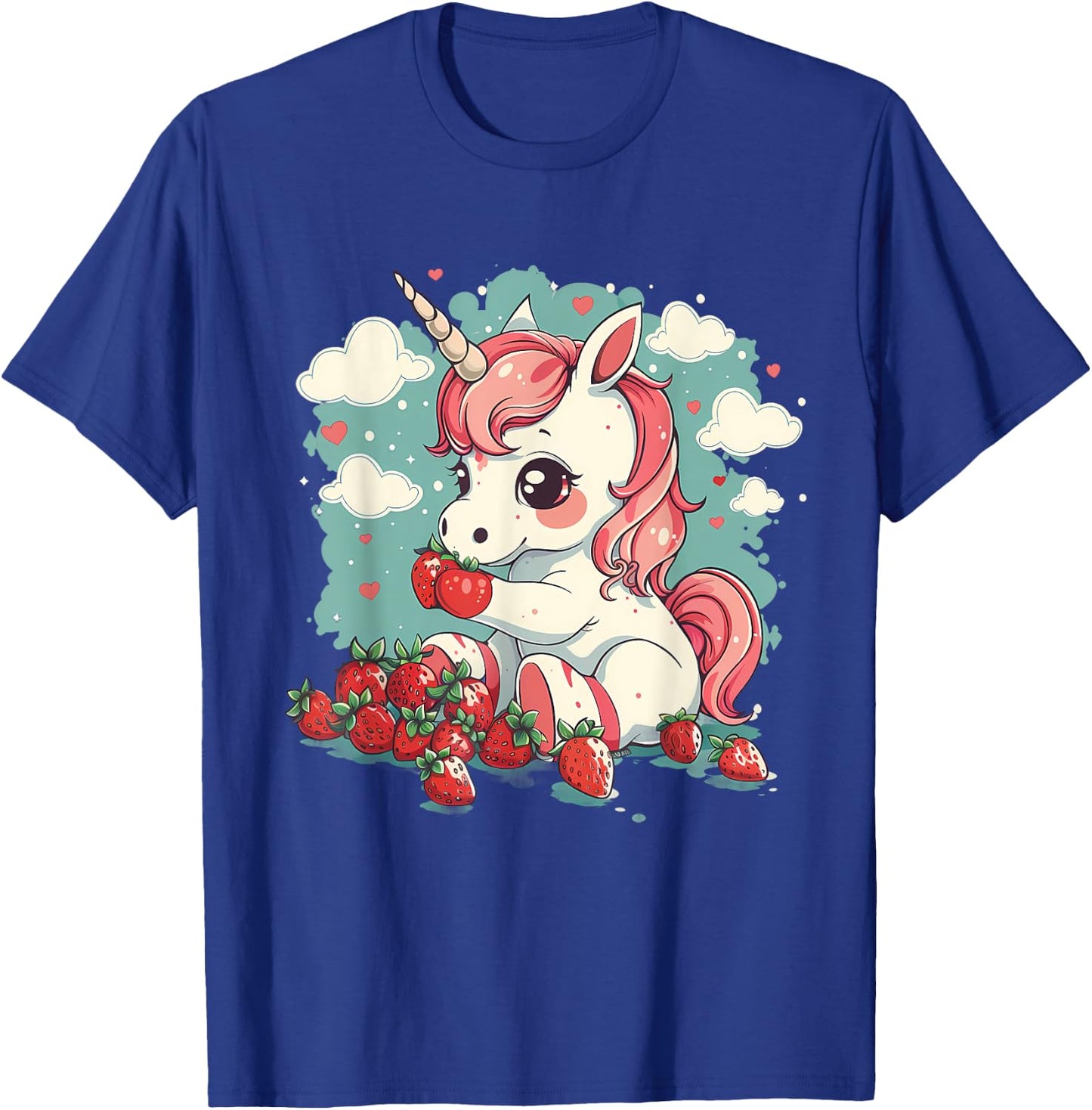 Strawberry Unicorn Cute Strawberries Fruit Animal Lover T-Shirt - T-Shirt | Royal