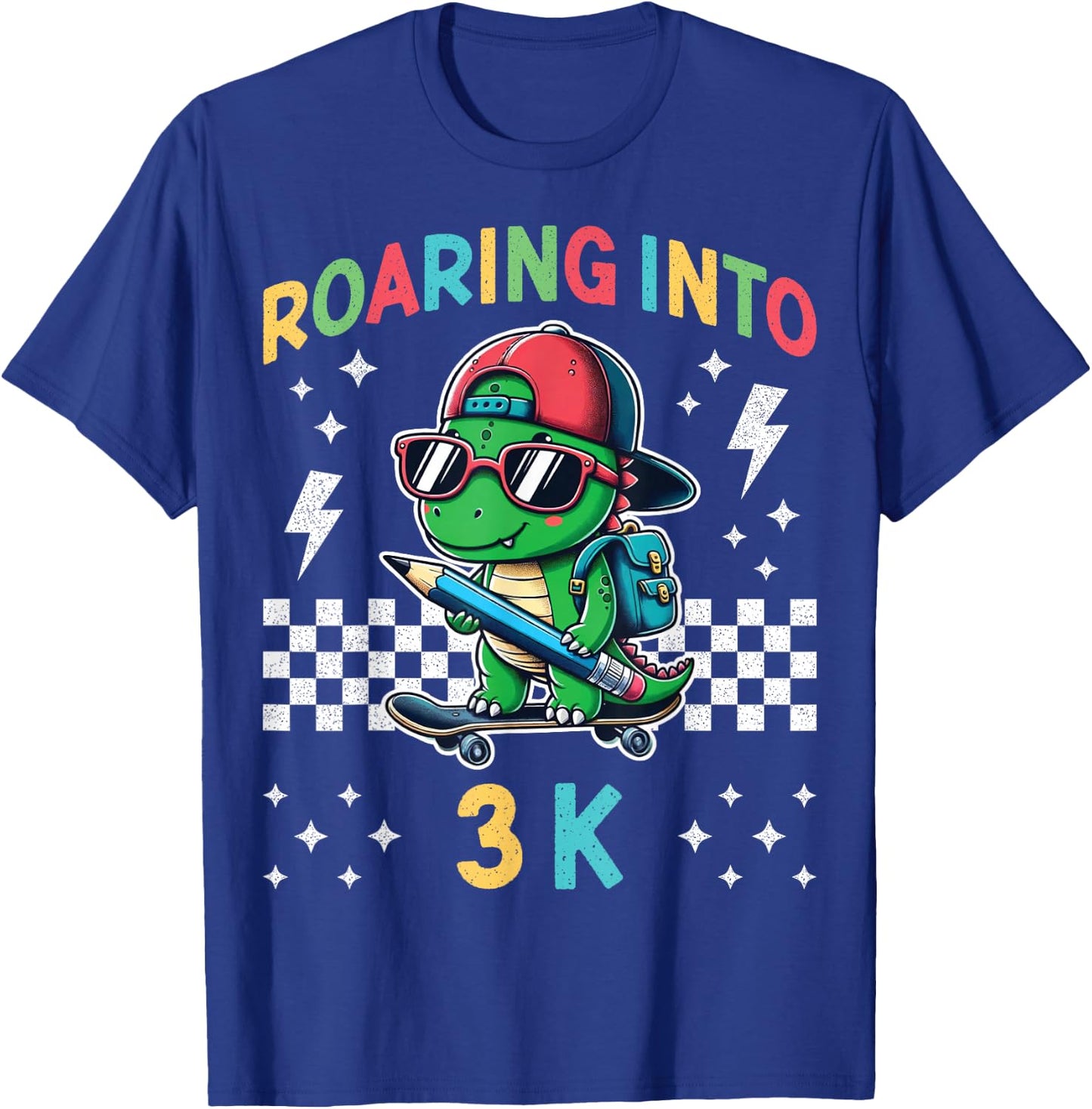 Roaring Into 3K Dinosaur First Day of K3 Kid Im Ready for 3K T-Shirt - T-Shirt | Royal