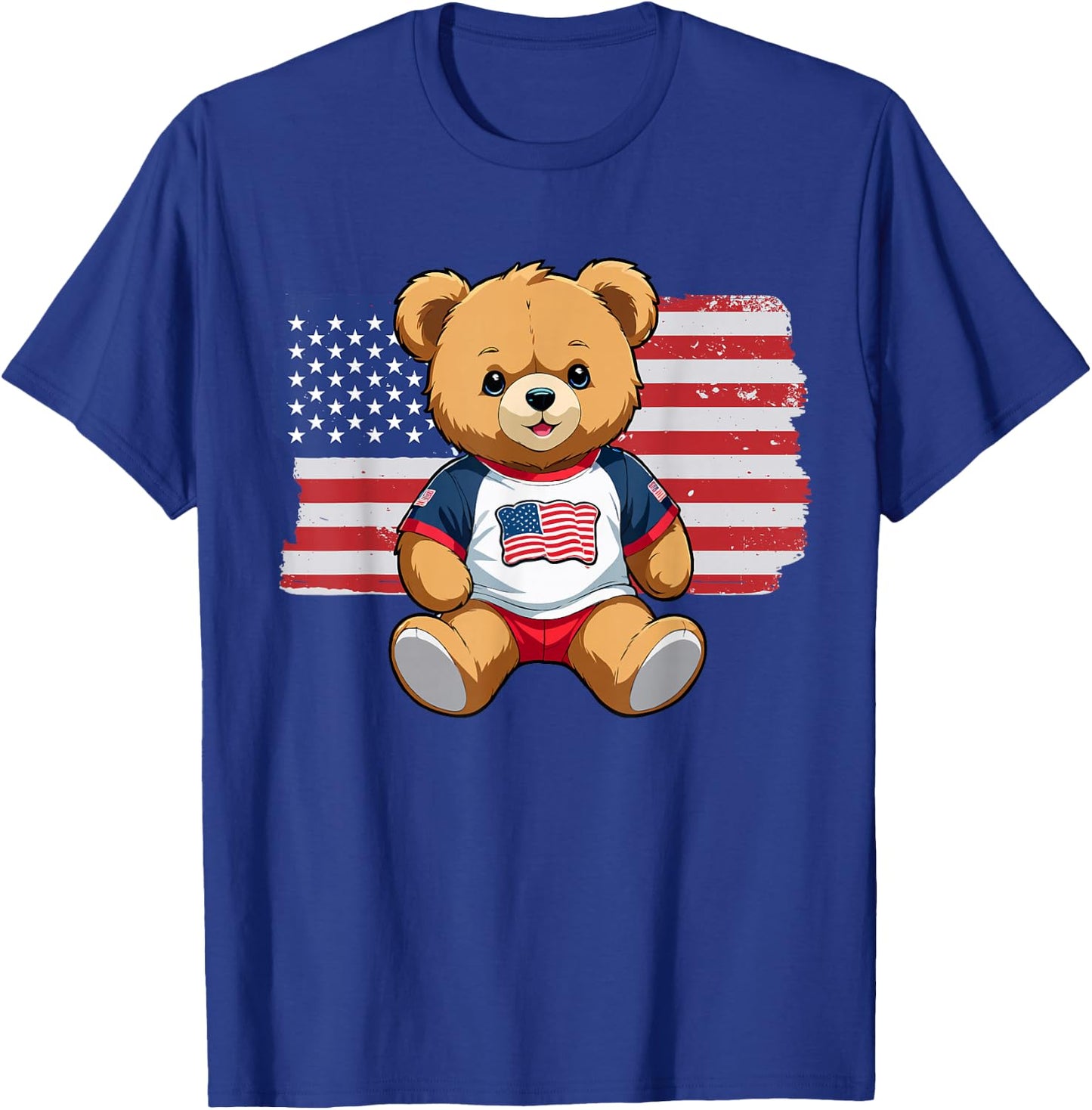 America US Flag Teddy Bear Patriot T-Shirt - T-Shirt | Royal