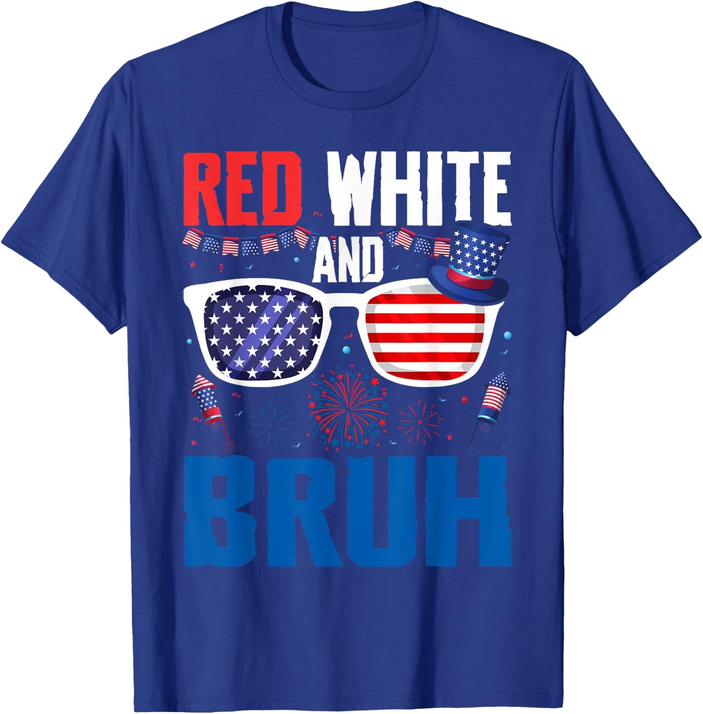 Red White And Bruh 4th Of July Boys Patriotic Teens Kids T-Shirt - T-Shirt | Royal