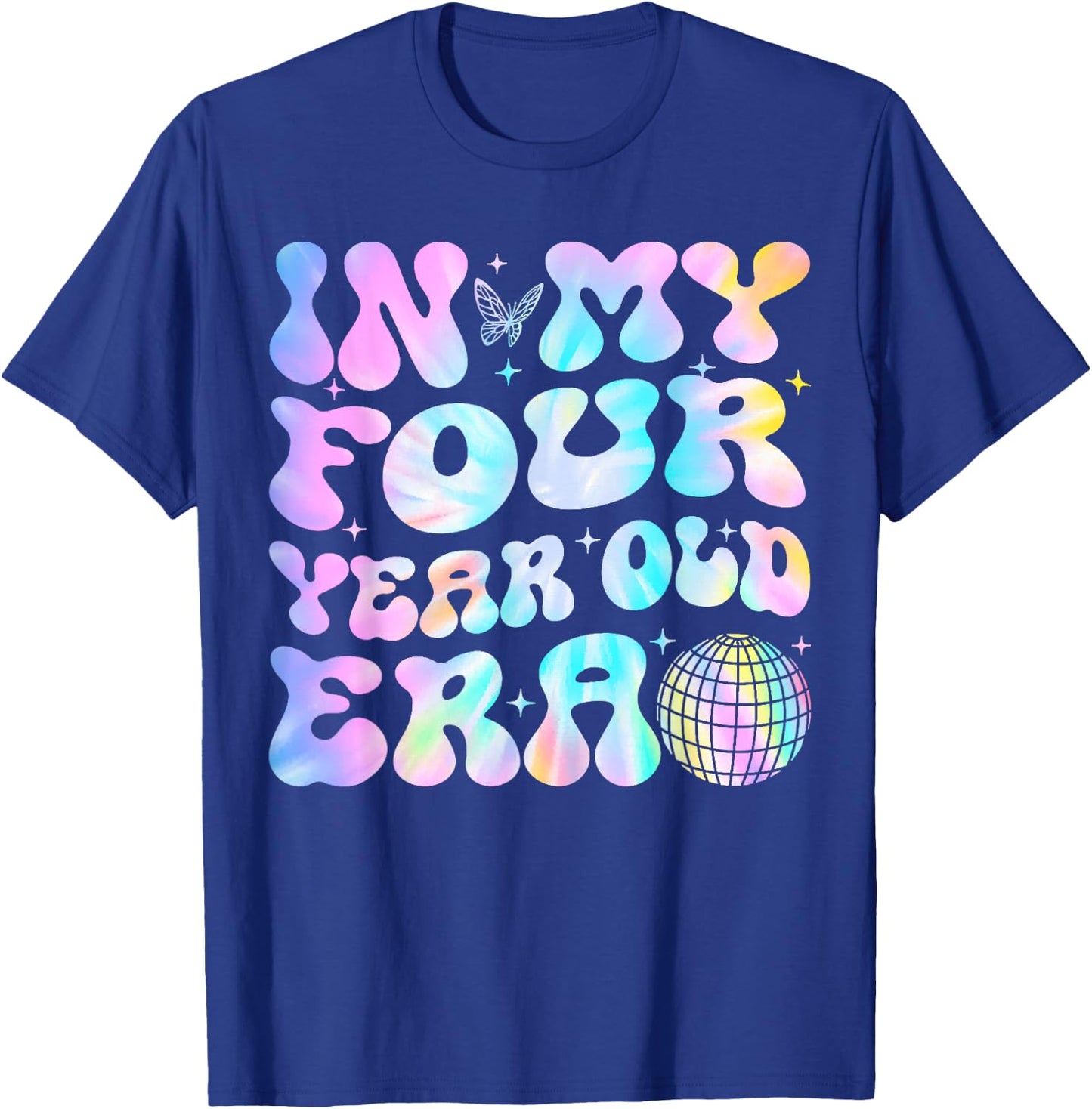 Groovy In My Four Year Old Era Girl 4th Birthday 4 Yrs Old T-Shirt - T-Shirt | Royal