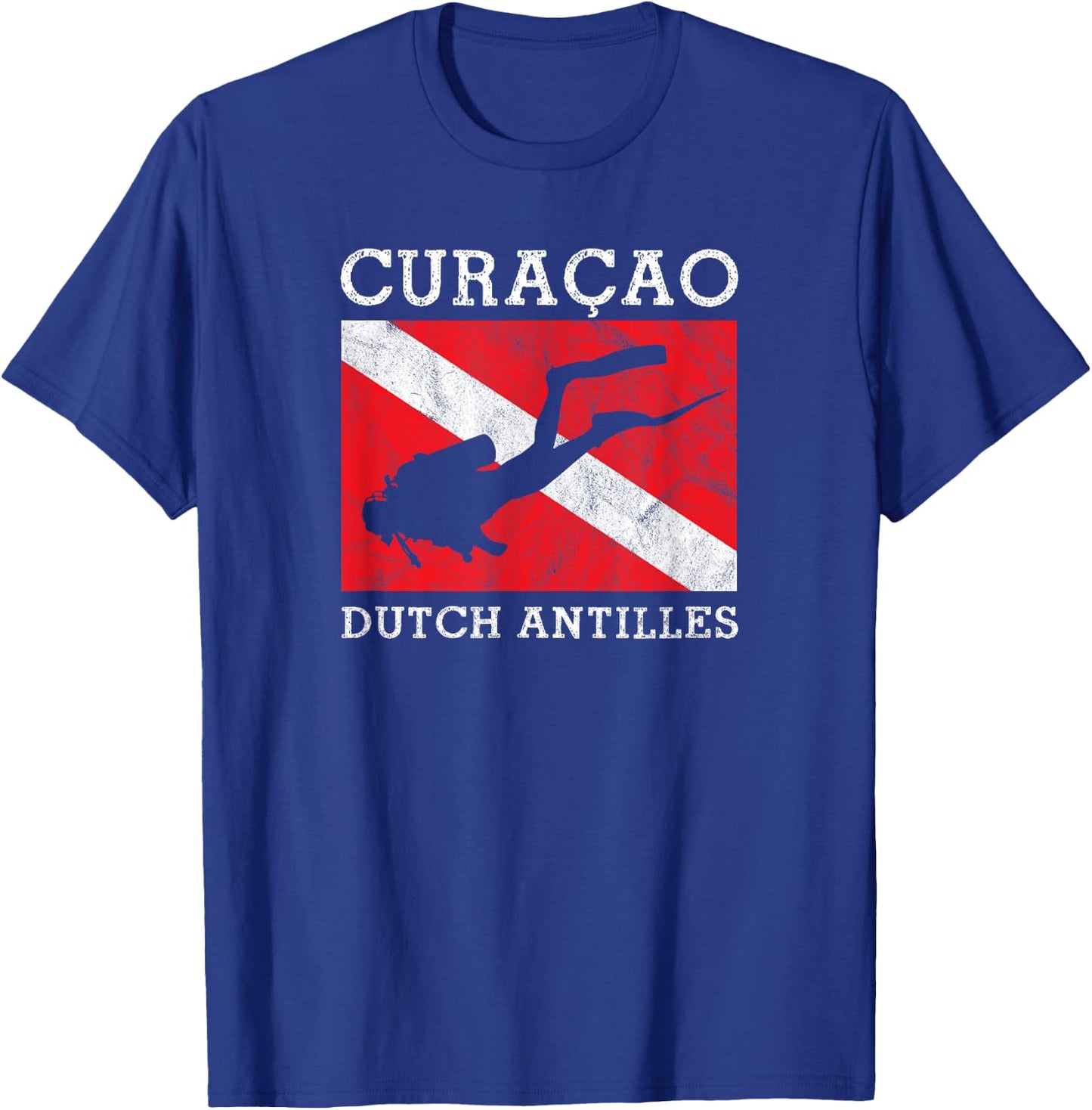 Vintage Curacao Scuba Dive Flag Vacation Souvenir Caribbean T-Shirt - T-Shirt | Royal
