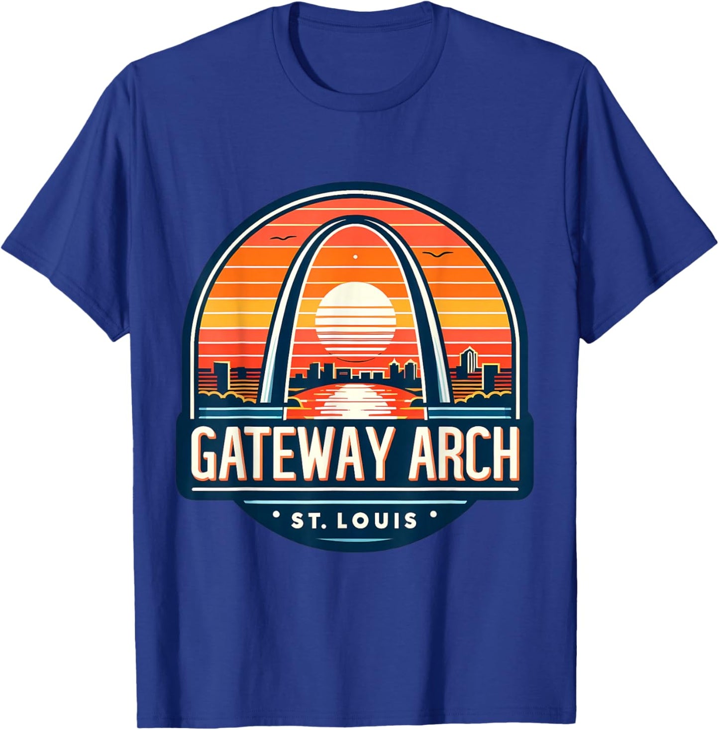 Adult Missouri Gateway Arch Vintage Black Small T-Shirt - T-Shirt | Royal