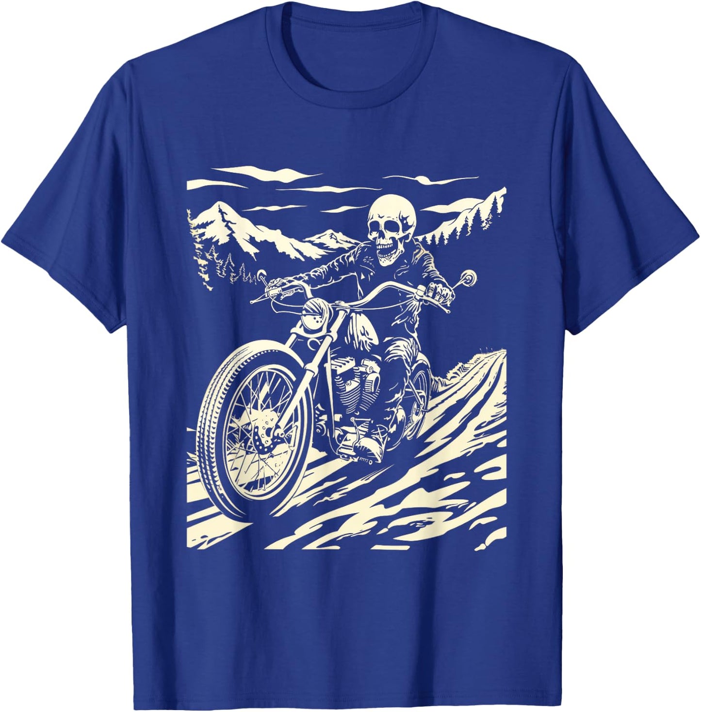 Skeleton Vintage Motorcycle Skeleton rider T-Shirt - T-Shirt | Royal