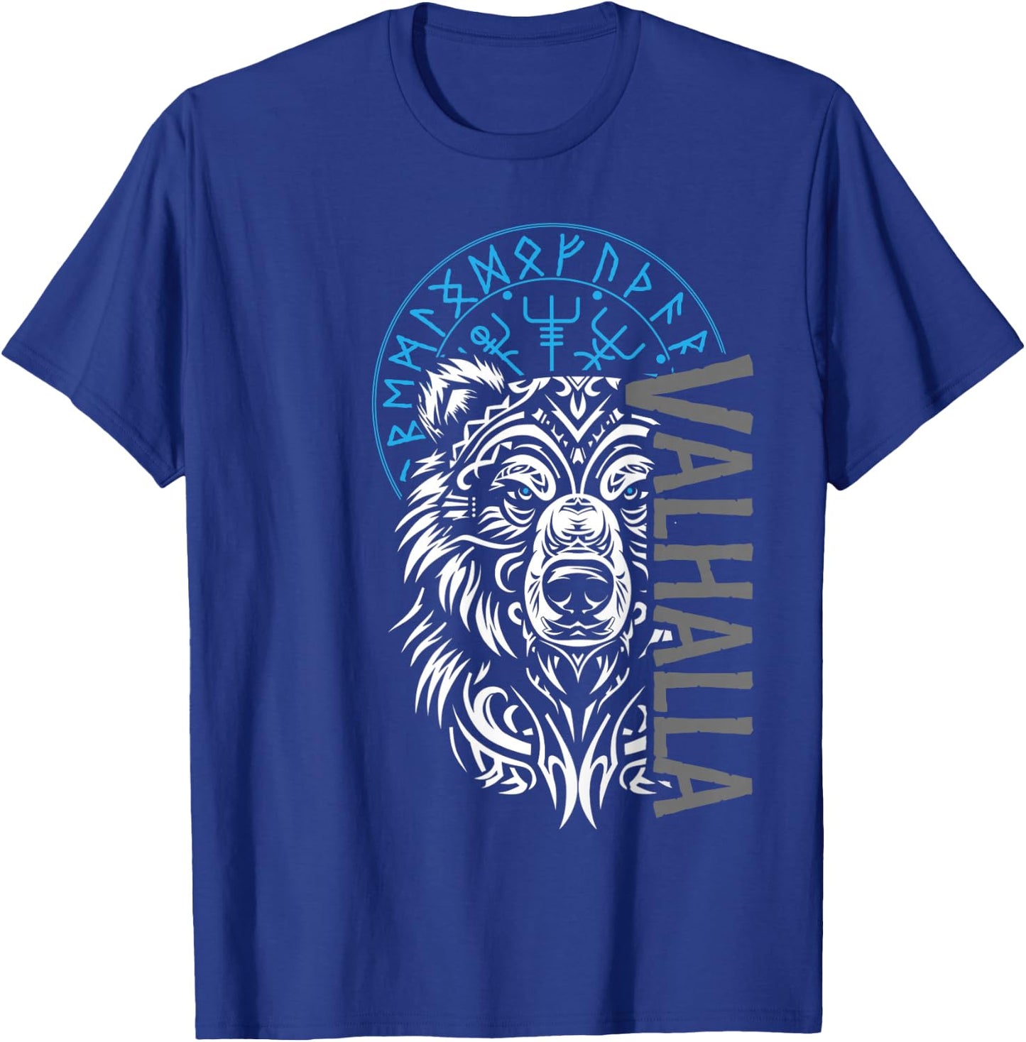 Valhalla & Viking Compass - Nordic Bear Design T-Shirt - T-Shirt | Royal