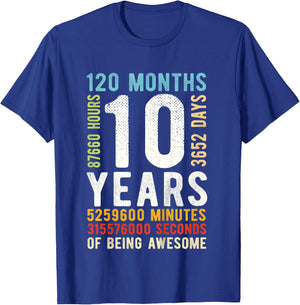 10th Birthday 10 Years Old Vintage Retro 120 Months T-Shirt - T-Shirt | Royal