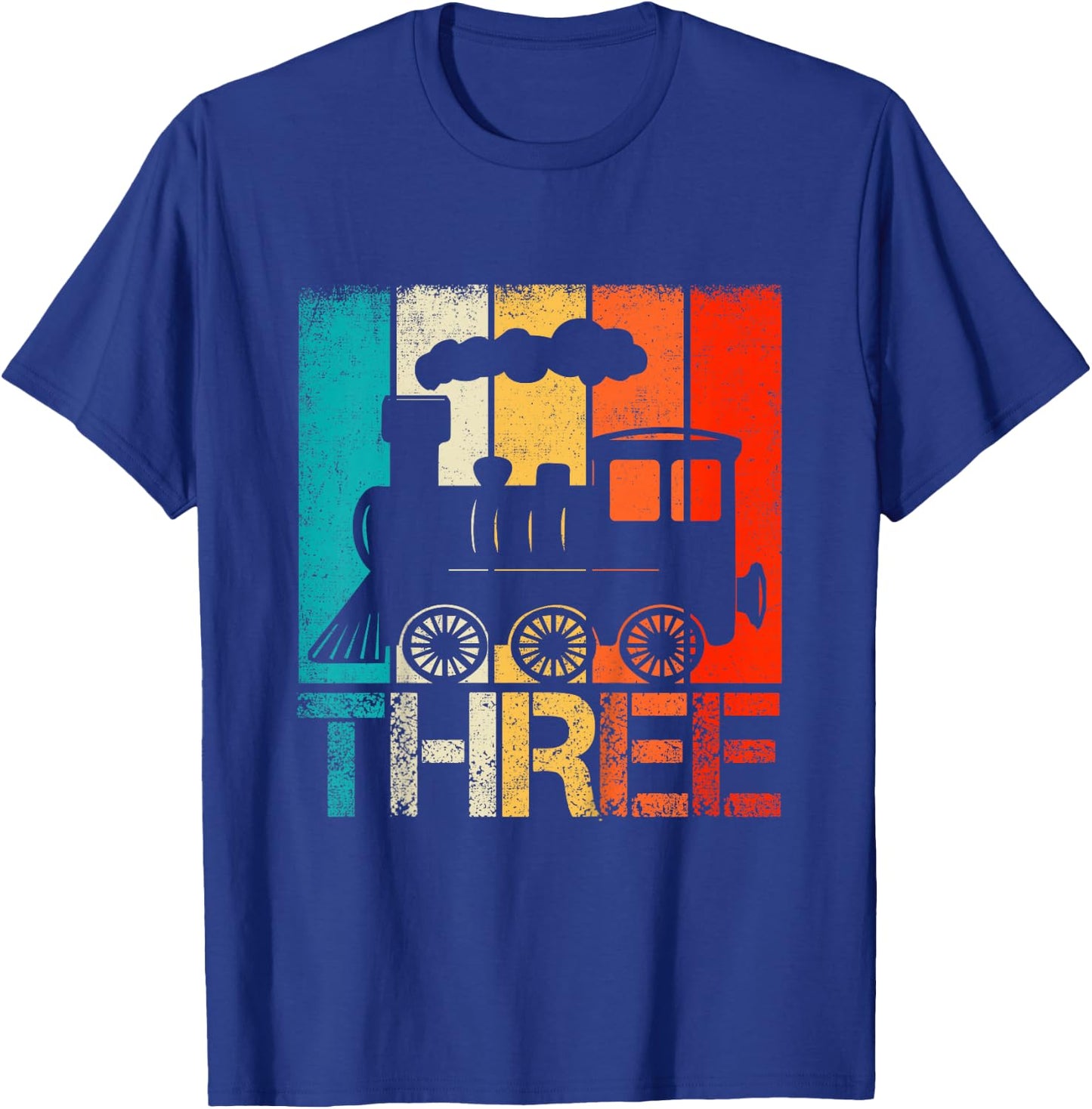 Kids 3 Year Old Boy Trains Birthday 3rd Birthday Locomotive Train T-Shirt - T-Shirt | Royal