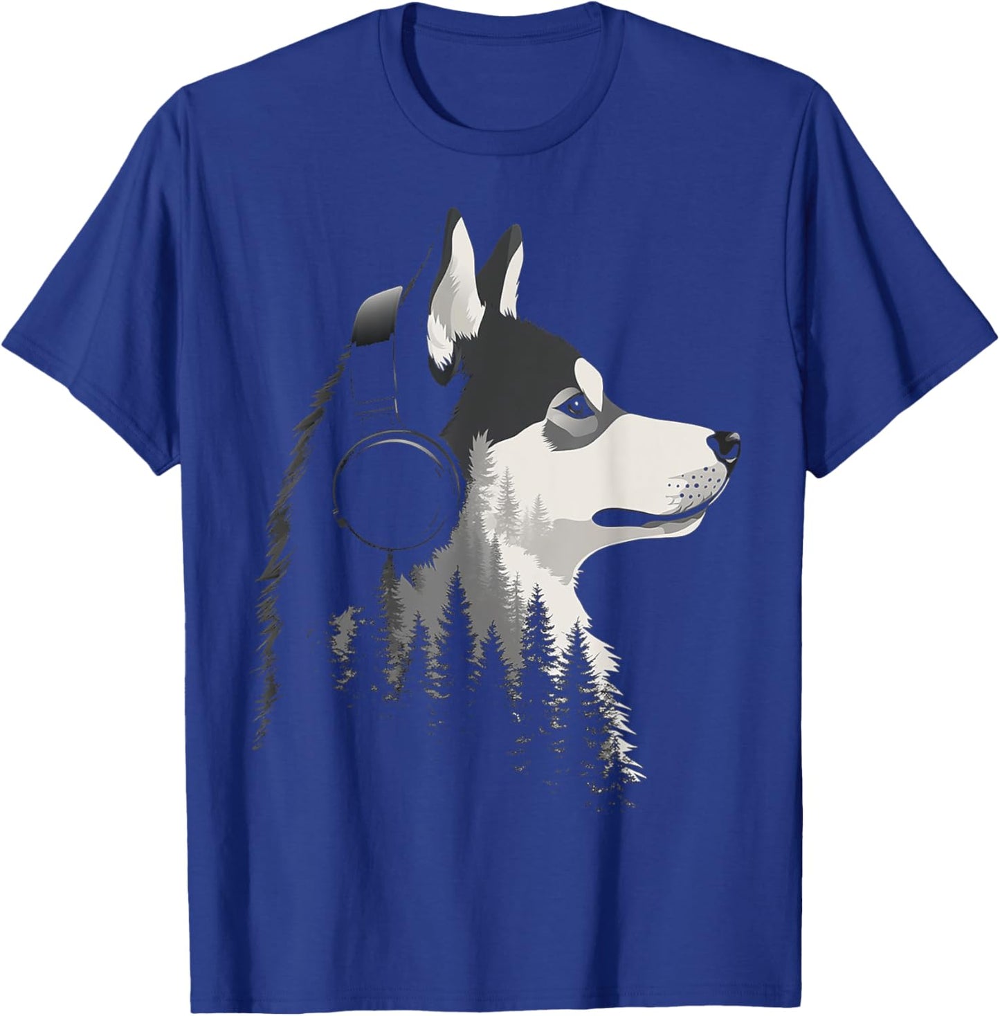 Siberian Husky Dog Pet Music Headphone Siberian Husky T-Shirt - T-Shirt | Royal