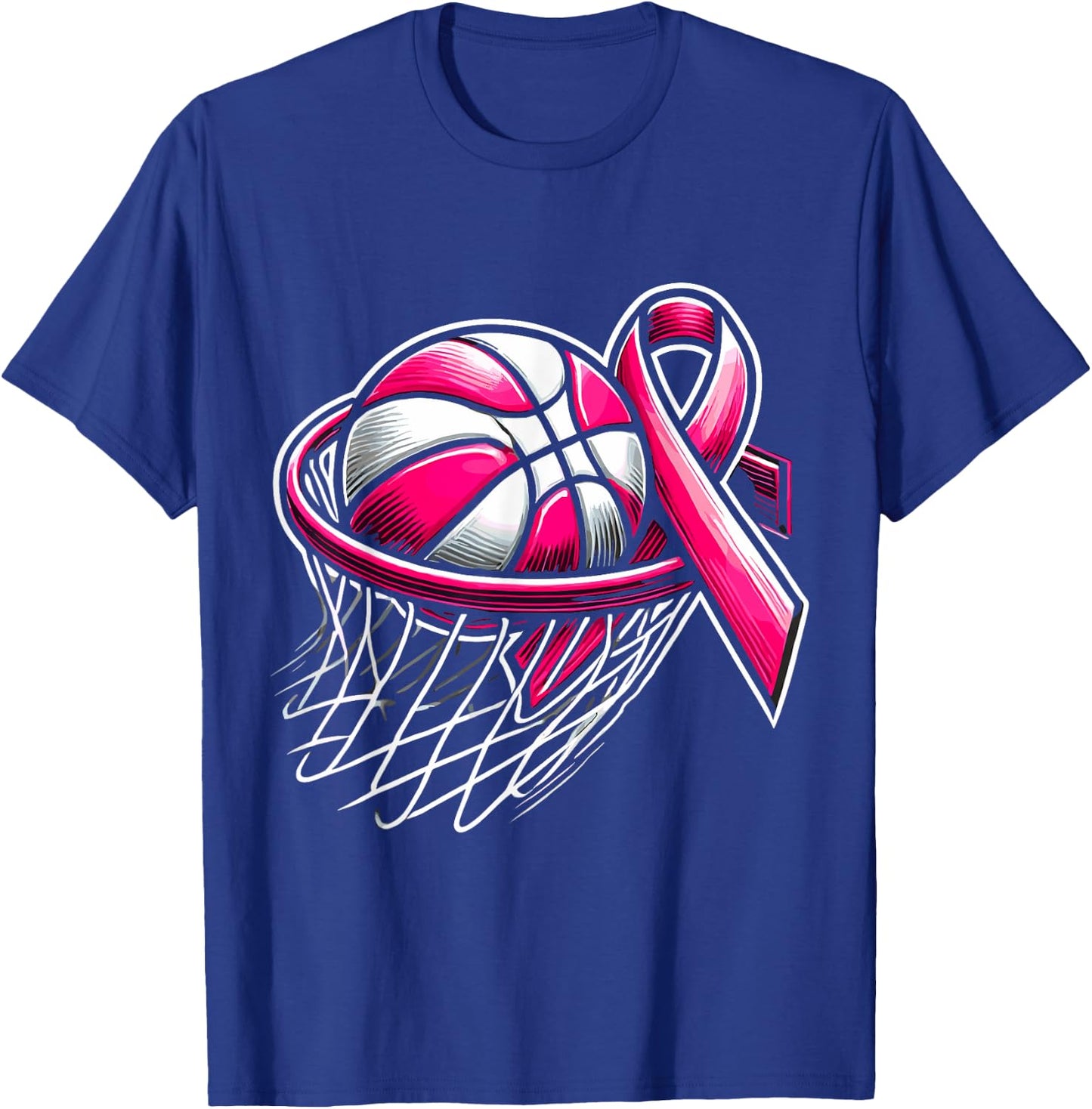 Breast Cancer Awareness Support Pink Basketball Love Coach T-Shirt - T-Shirt | Royal