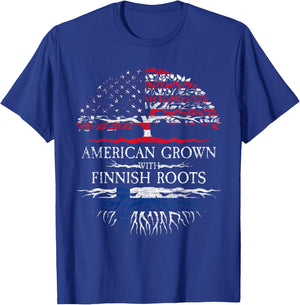 American Grown with Finnish Roots Finland T-Shirt - T-Shirt | Royal