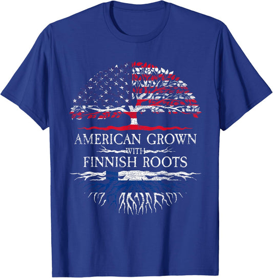 American Grown with Finnish Roots Finland T-Shirt - T-Shirt | Royal