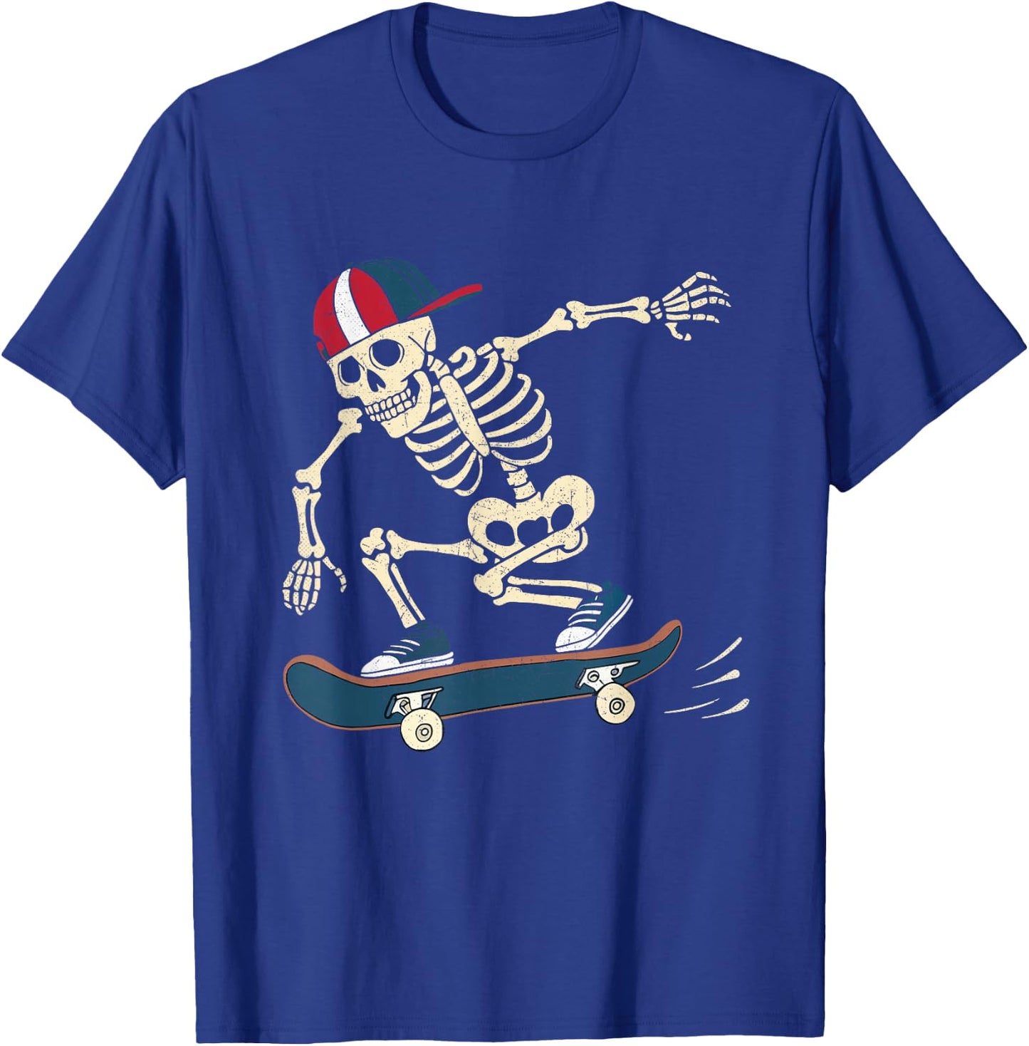 Skateboard Skeleton Halloween Skateboarding Skater Boys T-Shirt - T-Shirt | Royal