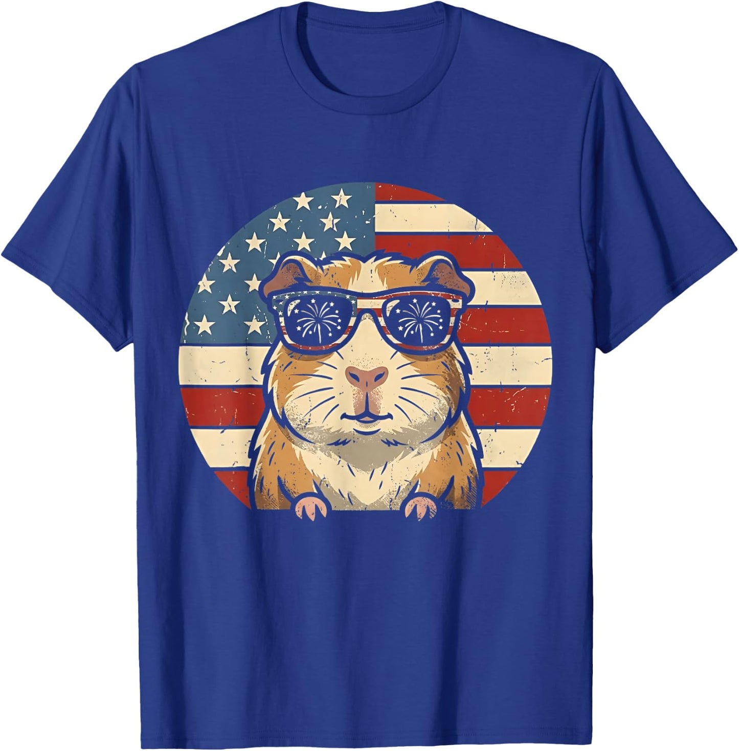 Retro Guinea Pig 4th of July America Funny Independence Day T-Shirt - T-Shirt | Royal