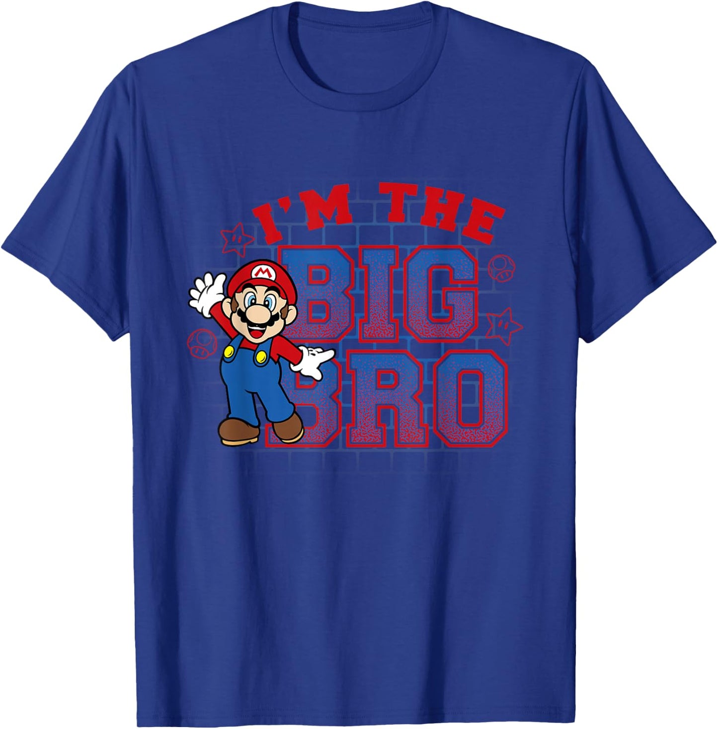 Super Mario I'm The Big Bro Portrait Text T-Shirt - T-Shirt | Royal