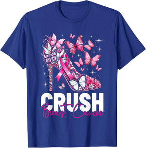 Crush Breast Cancer Awareness Bling Pink Ribbon Girls T-Shirt - T-Shirt | Royal