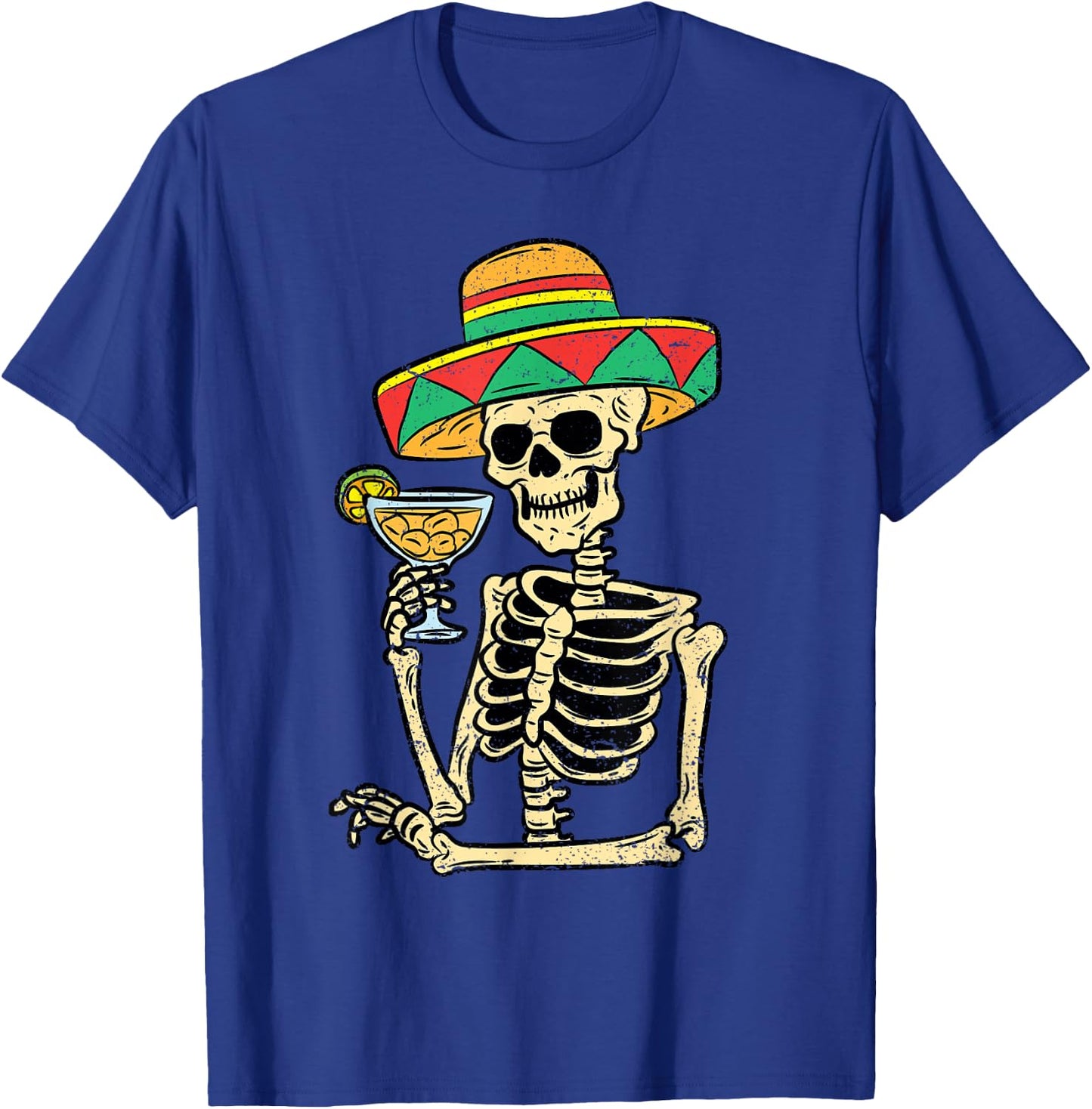 Mexican Skeleton Sombrero Cinco De Mayo Fiesta Men Women T-Shirt - T-Shirt | Royal