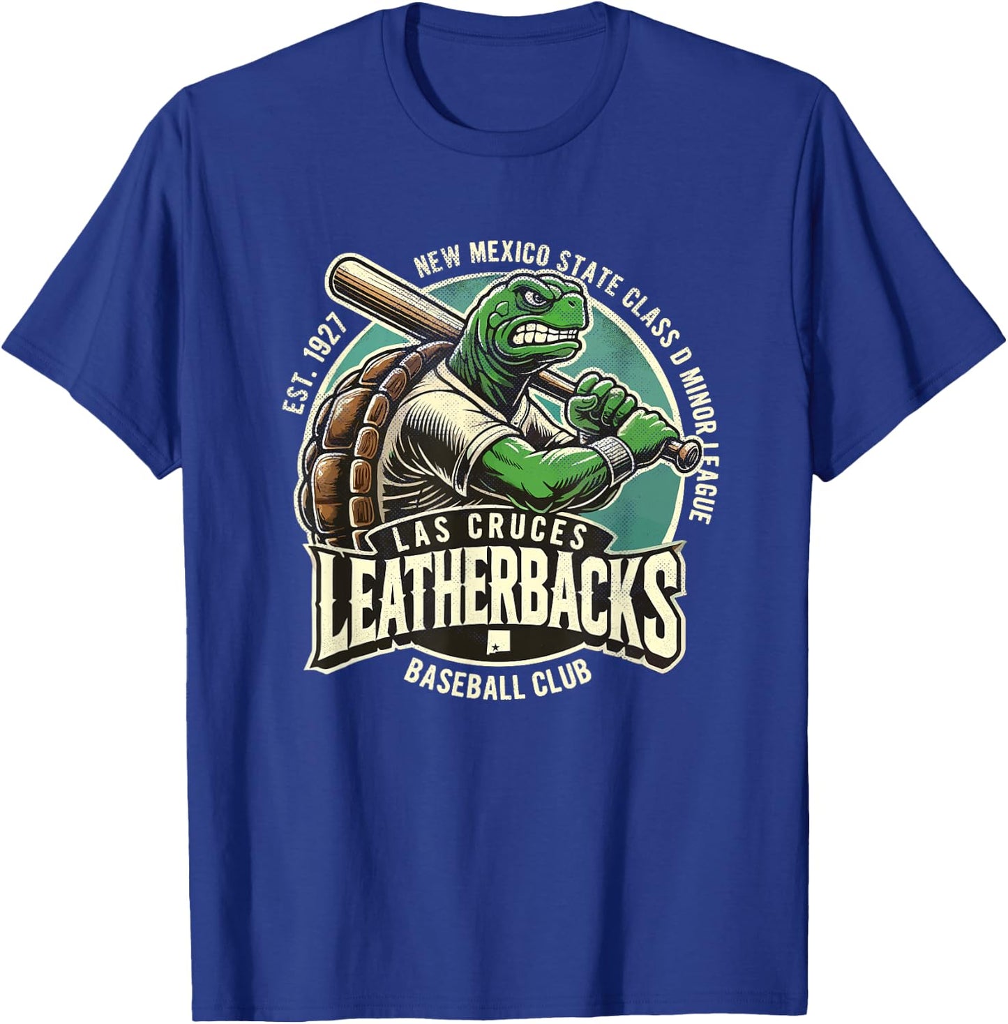 Las Cruces Leatherbacks Retro Minor League Baseball Team T-Shirt - T-Shirt | Royal