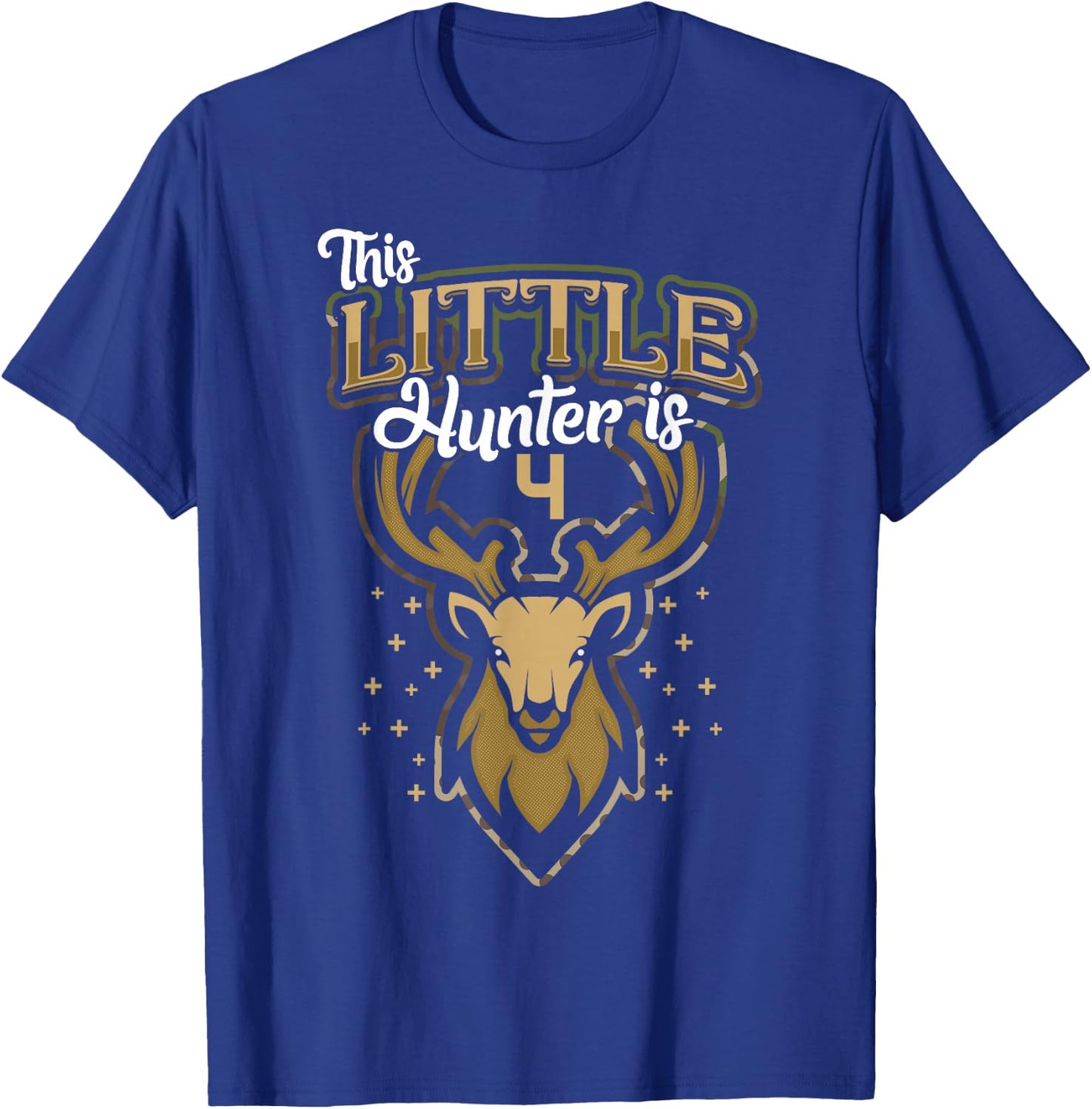 4th Birthday Shirt Hunting Boy Deer Hunter Gift 4 Years Old T-Shirt - T-Shirt | Royal