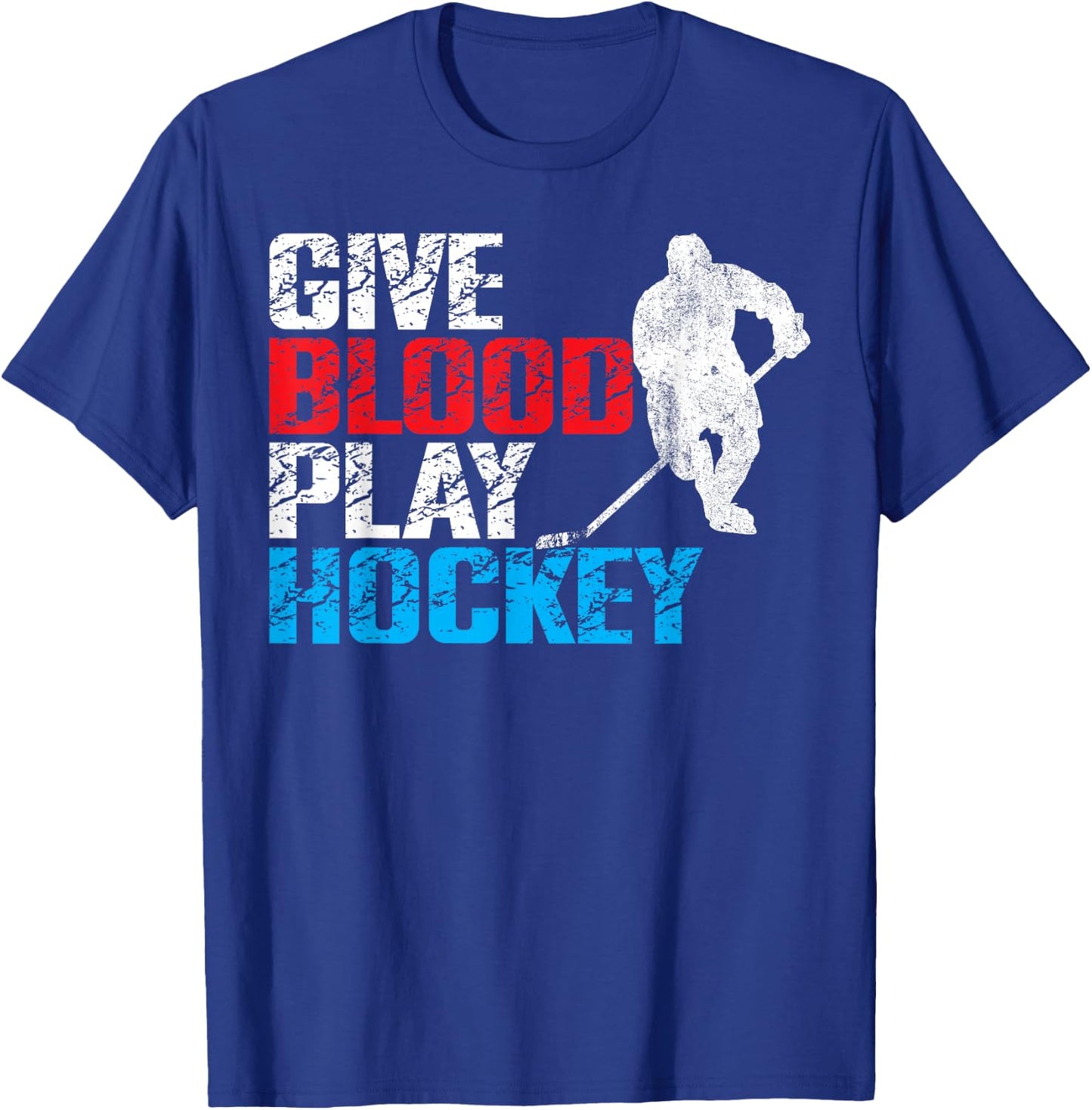 Ice Hockey Vintage Give Blood Play Hockey T-Shirt - T-Shirt | Royal