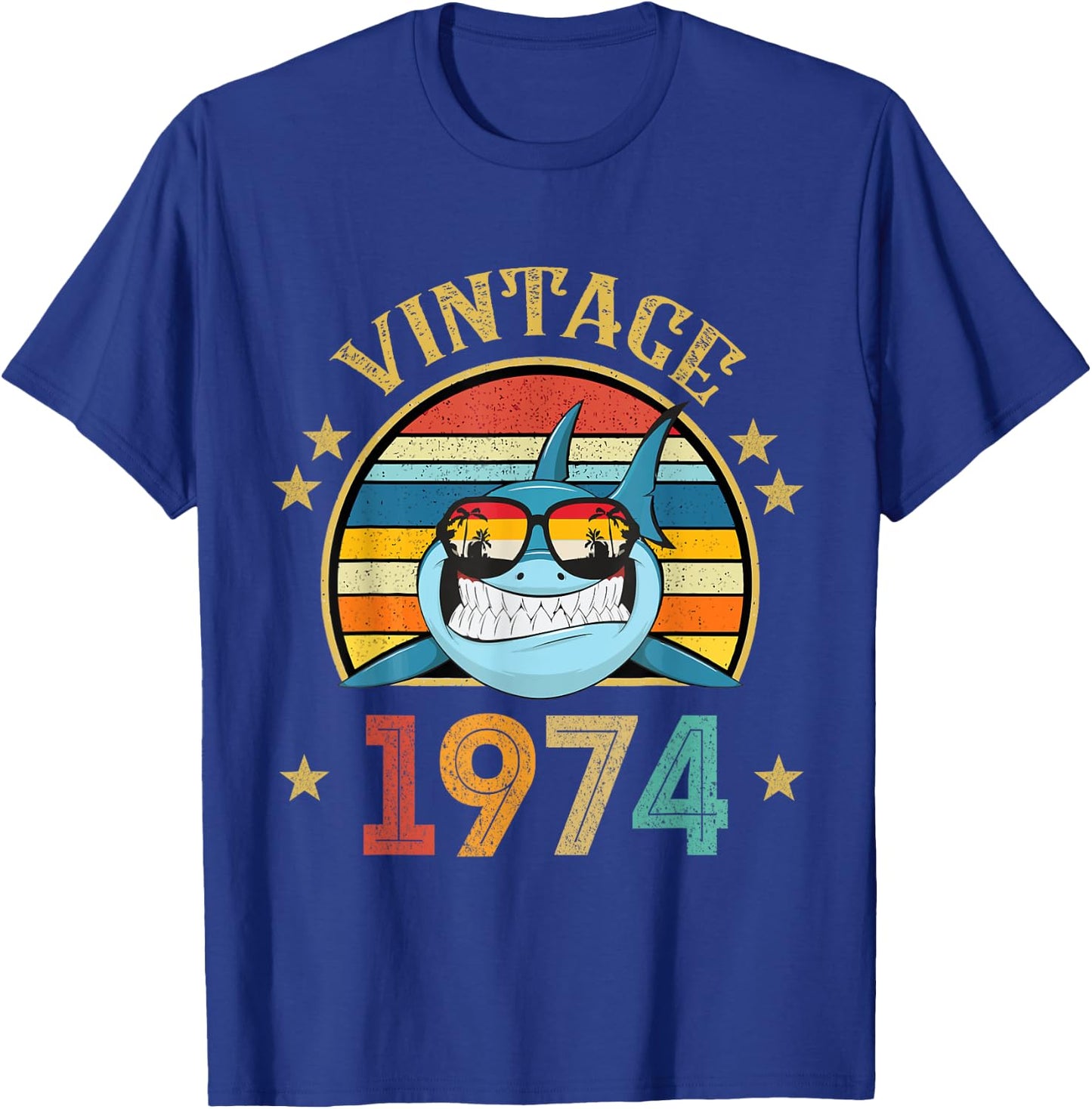 Vintage Shark Gift 51 Years Old Retro Vintage 1974 T-Shirt - T-Shirt | Royal