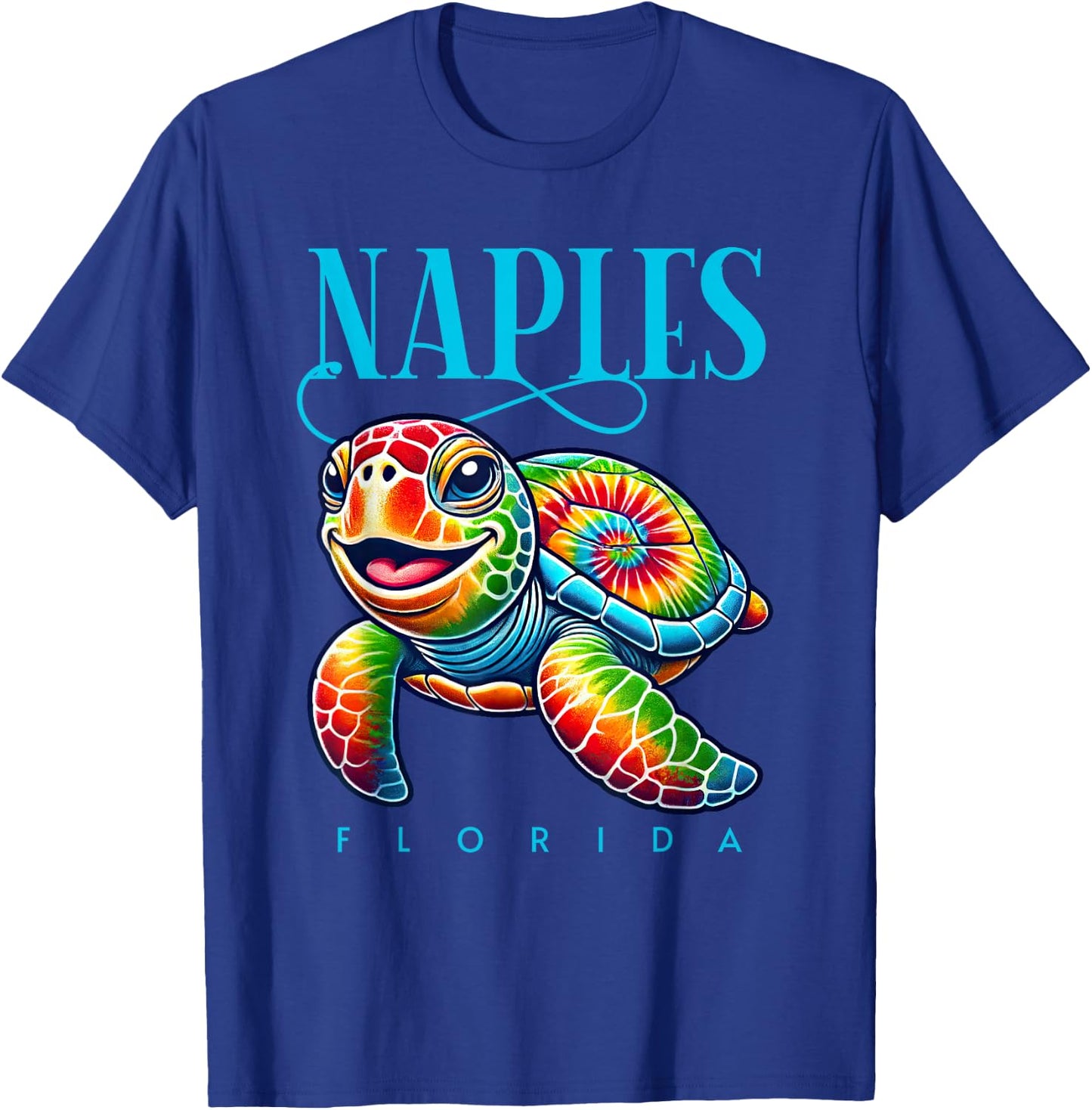 Naples Florida Smiling Tie Dye Sea Turtle T-Shirt - T-Shirt | Royal