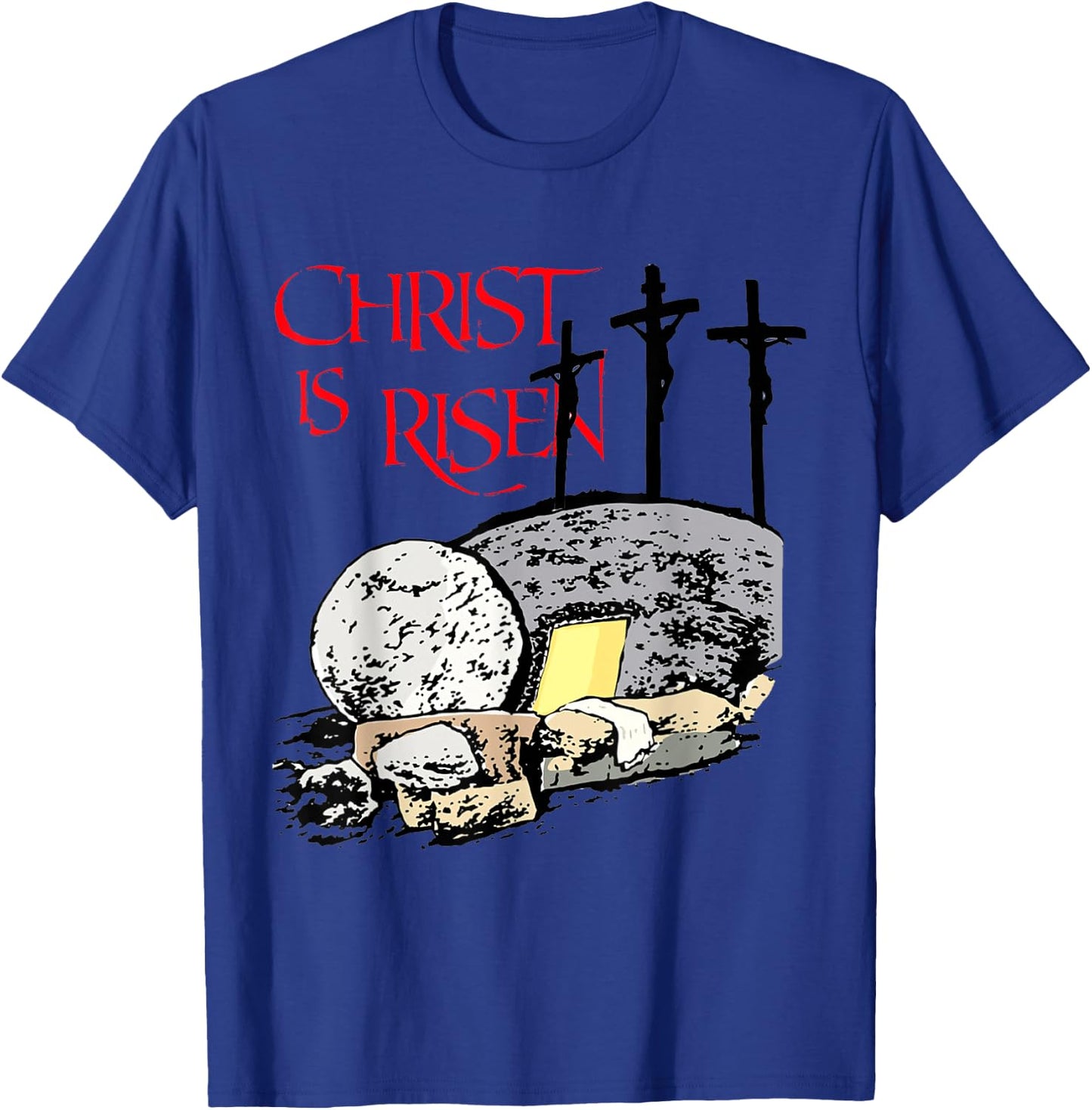 Christ Is Risen Empty Tomb Cross Jesus Risen Easter Men T-Shirt - T-Shirt | Royal