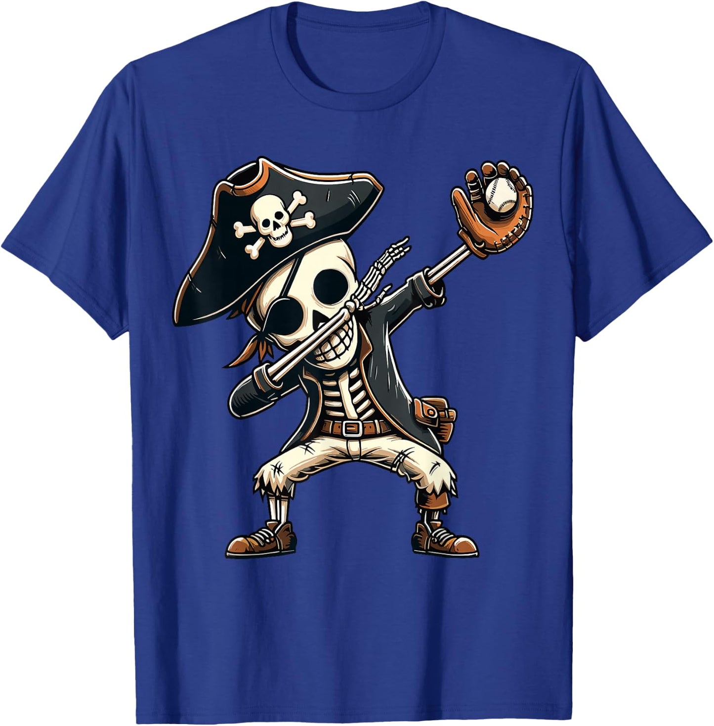 Dabbing Skeleton Pirate Baseball Kids T-Shirt - T-Shirt | Royal