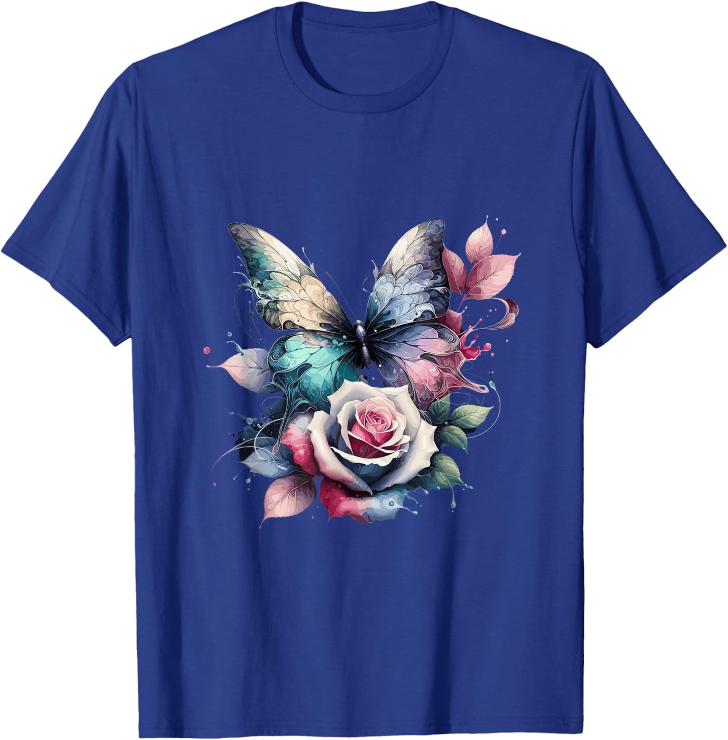 Butterfly Rose Flower Cell Phone Button Pop Up Holder T-Shirt - T-Shirt | Royal