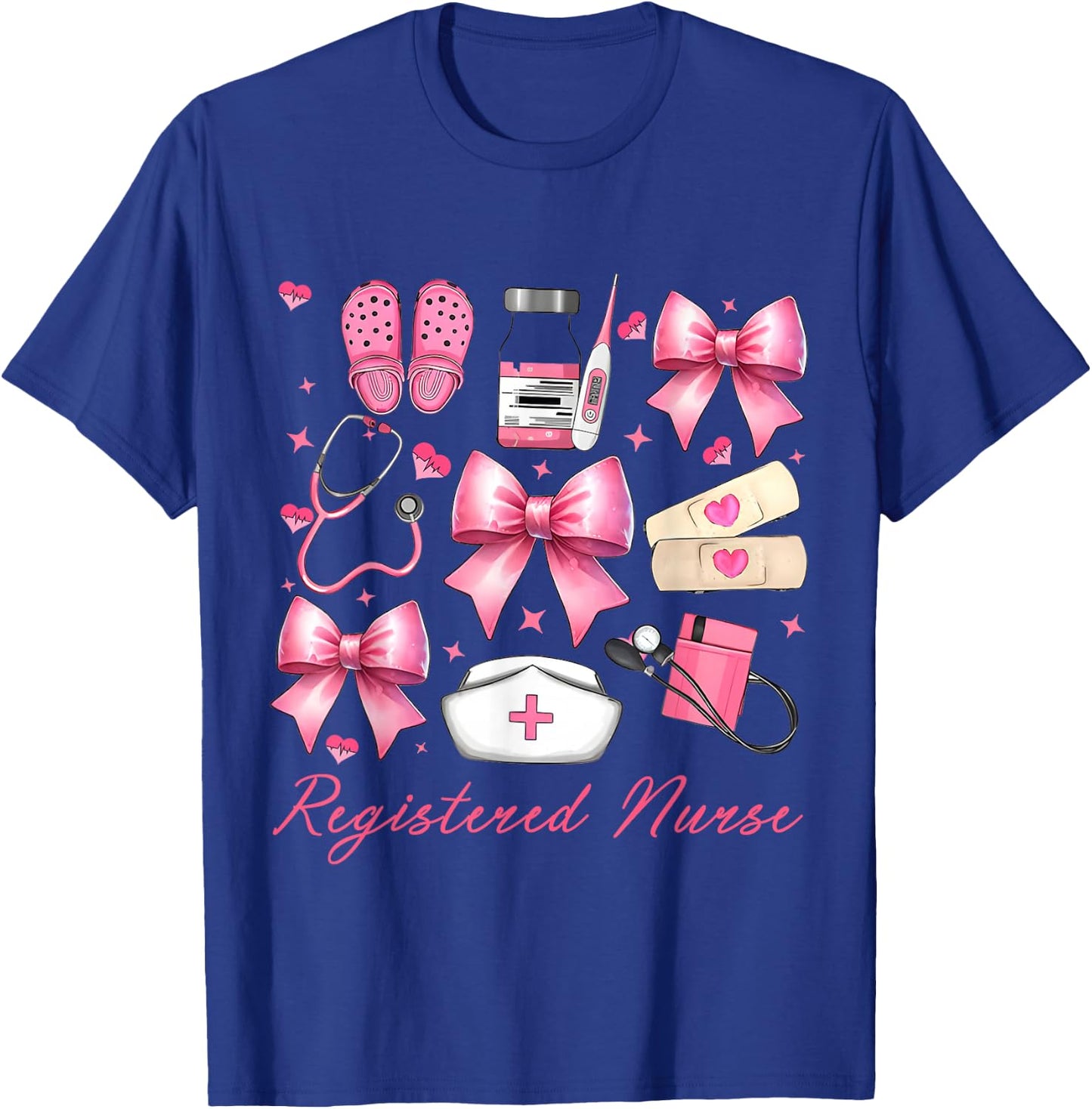 Cute Pink Coquette Bow Girly Registered Nurse T-Shirt - T-Shirt | Royal