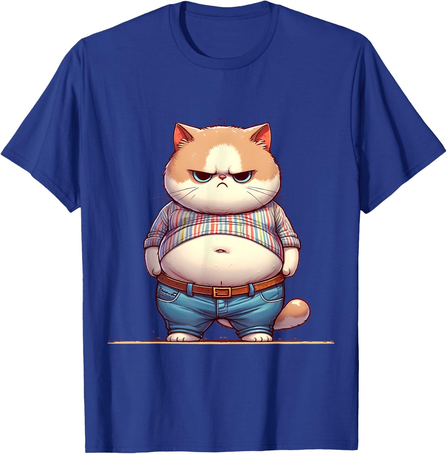 Funny Fat Cat Graphic Fat Kitten Design Chubby Cat Lover Women Girls Kids T-Shirt - T-Shirt | Royal
