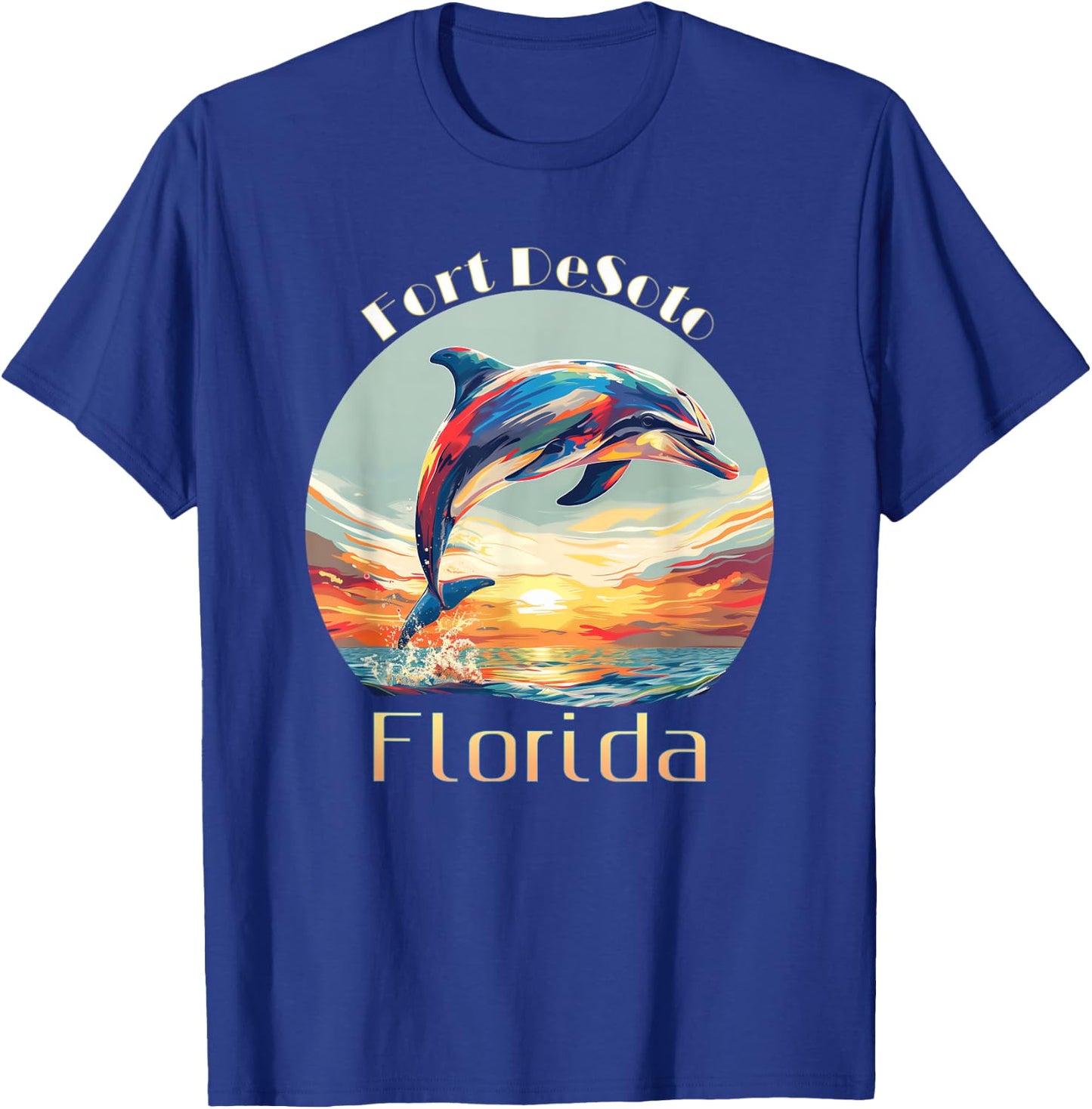 Fort DeSoto Florida Summer Vacation Beach Dolphin T-Shirt - T-Shirt | Royal