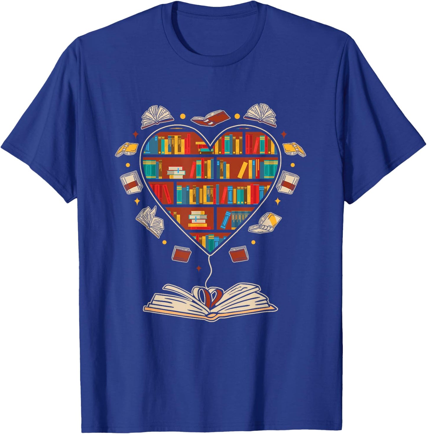 Heart Shaped Bookcase Librarian Book Club Books Reading T-Shirt - T-Shirt | Royal