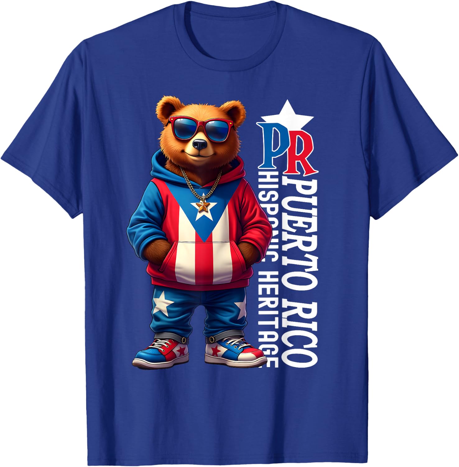 Funny Puerto Rico Flag Cute Teddy Bear Boricua Puerto Rican T-Shirt - T-Shirt | Royal