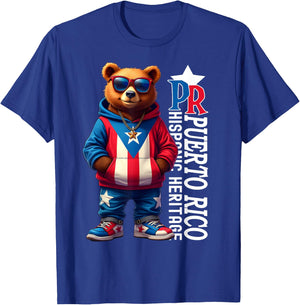 Funny Puerto Rico Flag Cute Teddy Bear Boricua Puerto Rican T-Shirt - T-Shirt | Royal