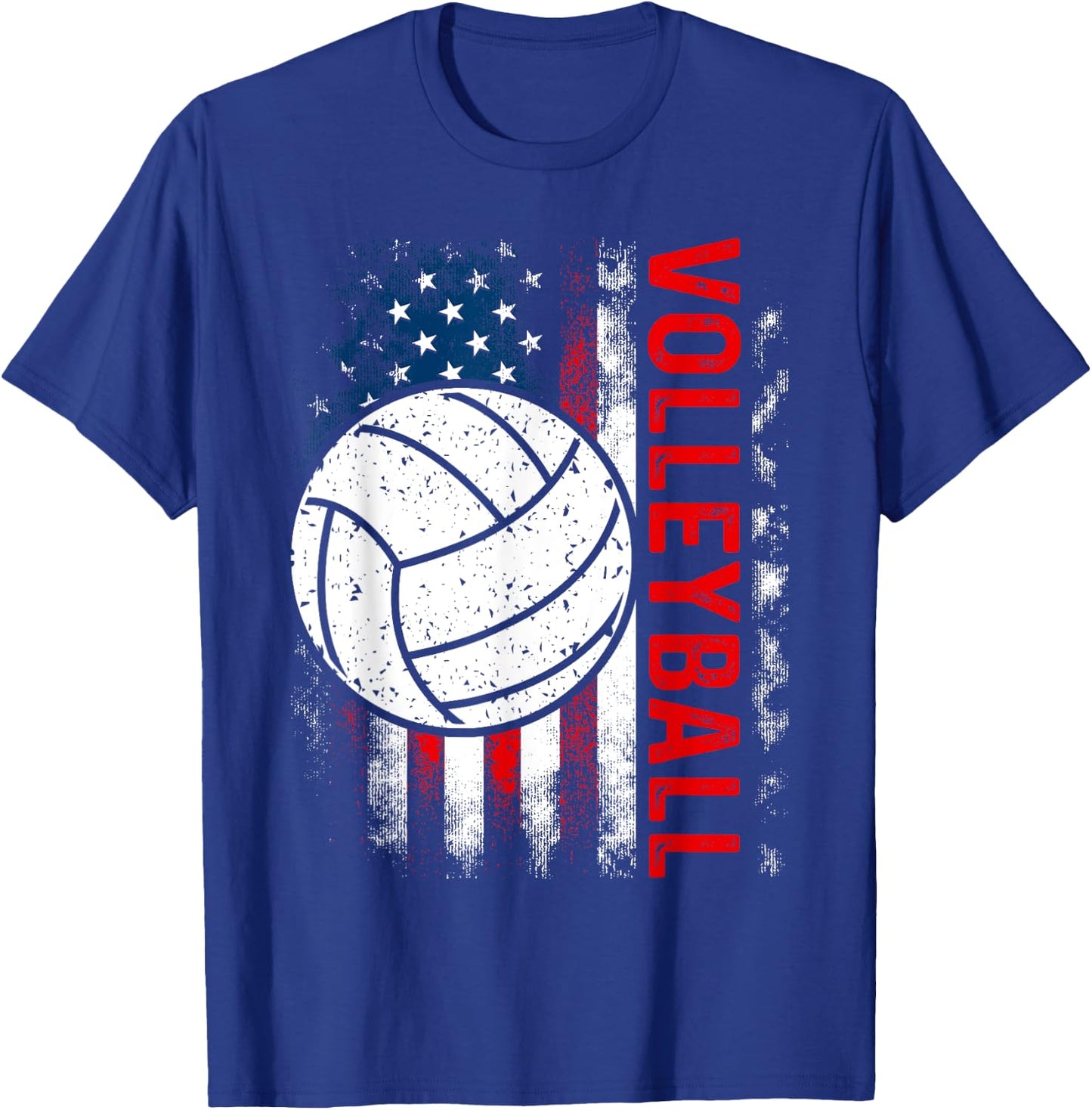 Distressed American Flag Volleyball Patriotic 4th Of July T-Shirt - T-Shirt | Royal