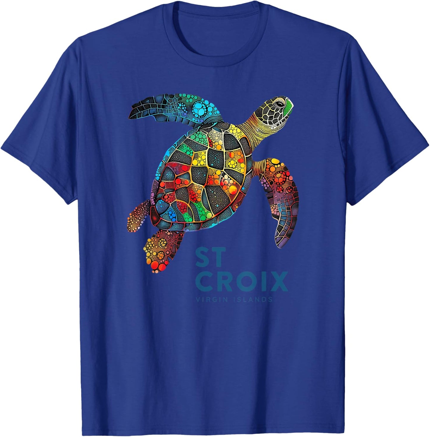St Croix Virgin Islands Vintage Vacation Shirt Sea Turtle T-Shirt - T-Shirt | Royal