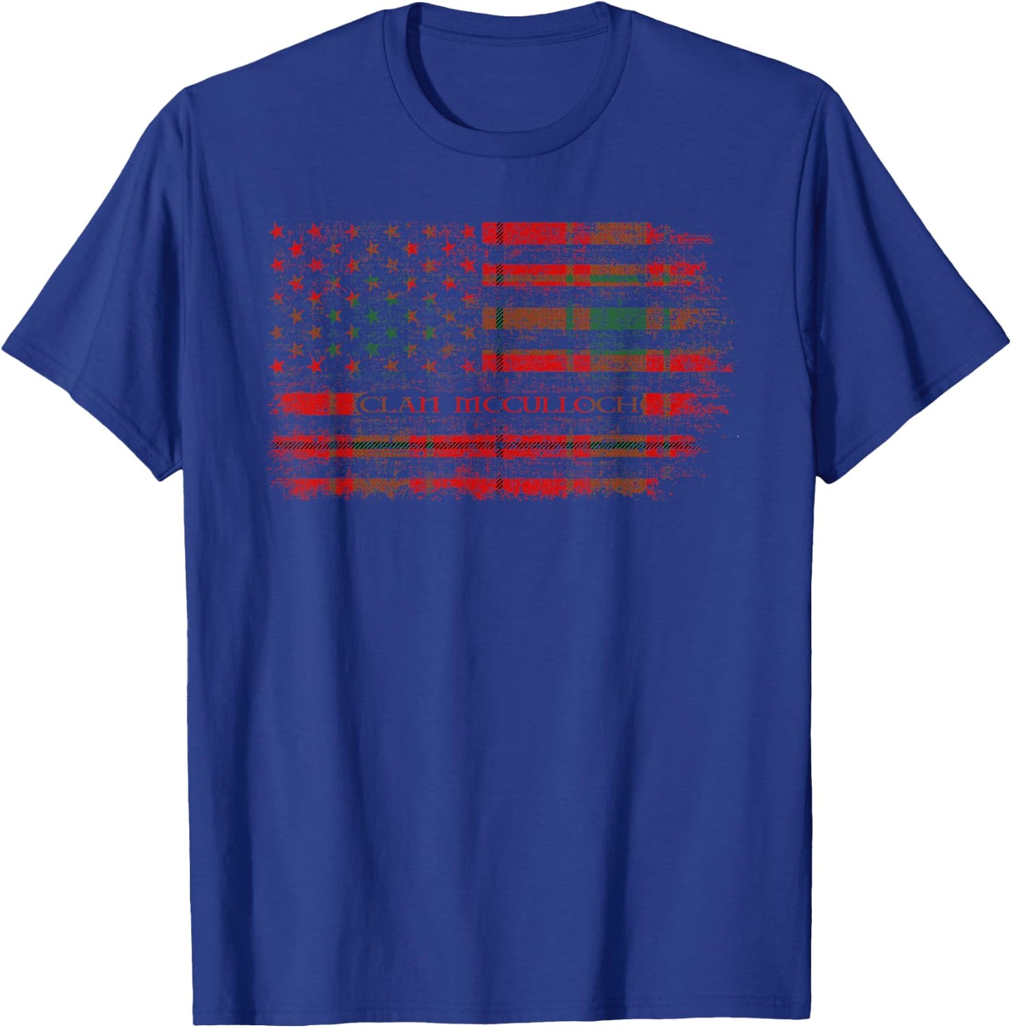 Clan McCulloch Scottish tartan US flag kilt Scotland T-Shirt - T-Shirt | Royal