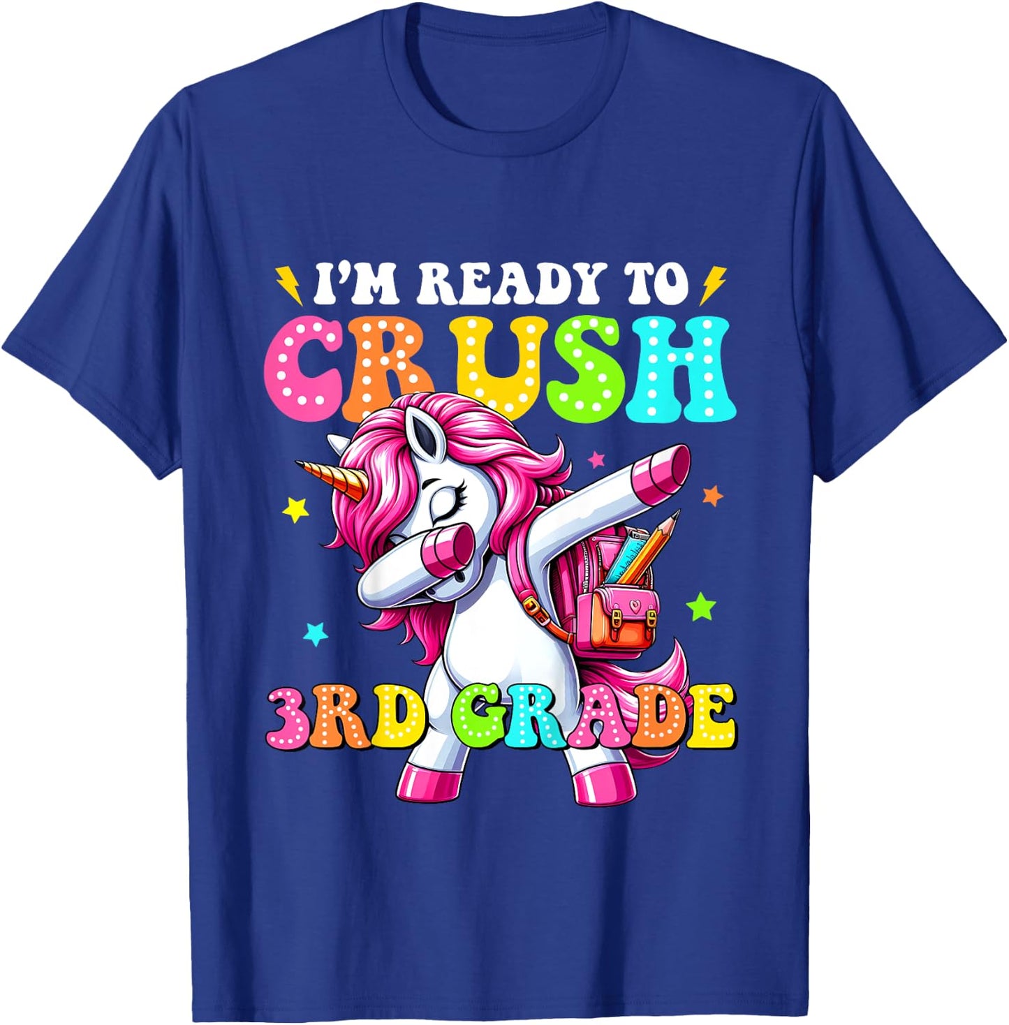 Kids Crush 3rd Grade Dabbing Unicorn Back to School Girls Kids T-Shirt - T-Shirt | Royal