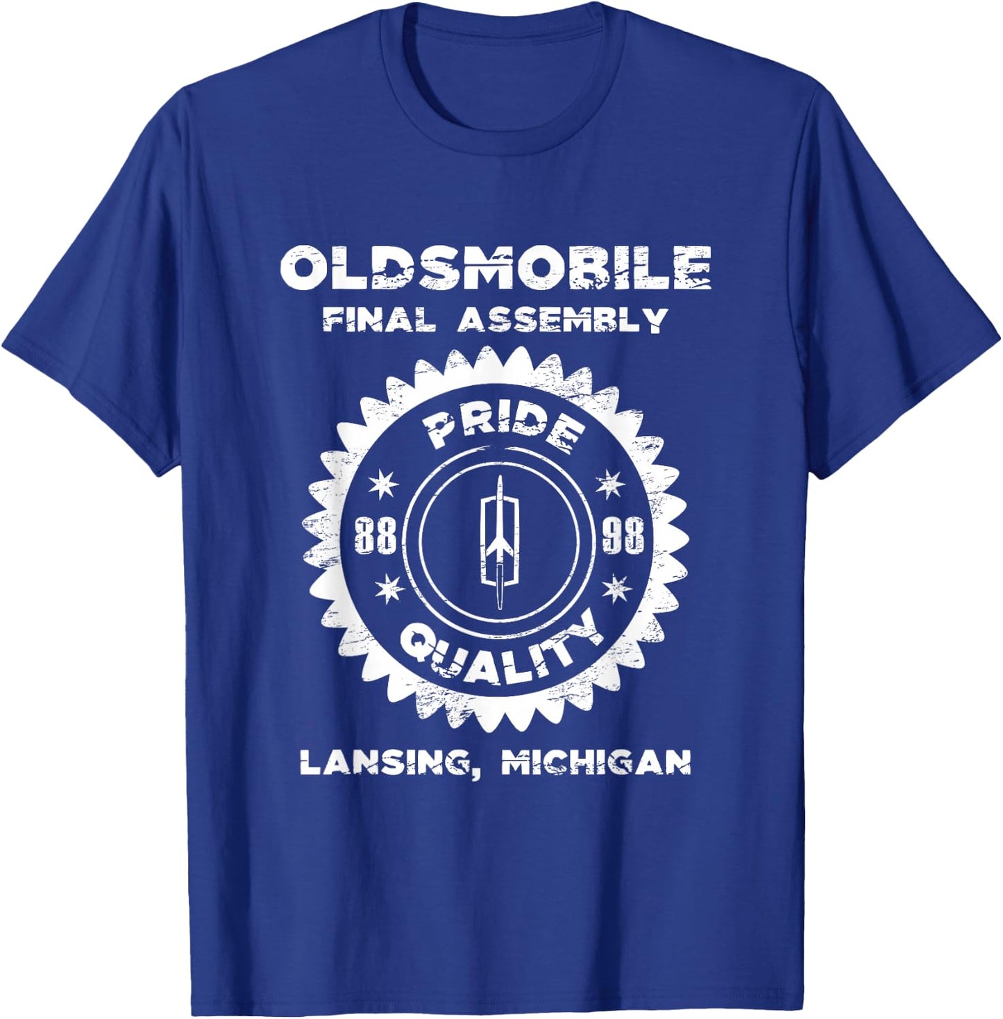 Oldsmobile Motors Final Assembly Graphic Classic Car Show T-Shirt - T-Shirt | Royal