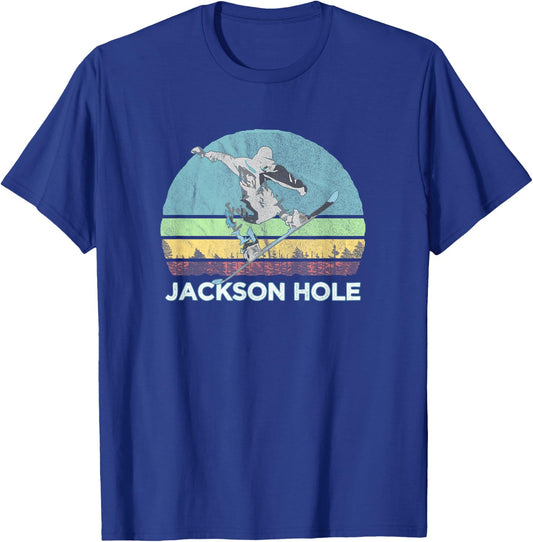 Jackson Hole Snowboard / Retro Vintage Jackson Hole, WY T-Shirt - T-Shirt | Royal