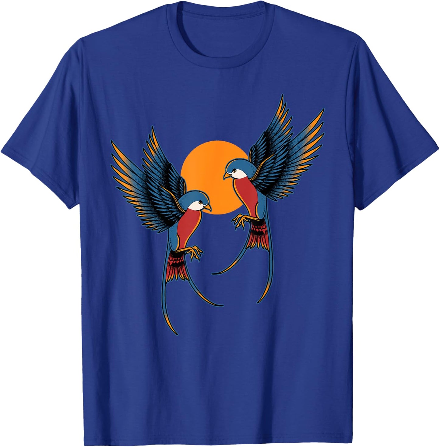 Swallows Sunset Majestic Birds Animal Lover Tattoo Birding T-Shirt - T-Shirt | Royal