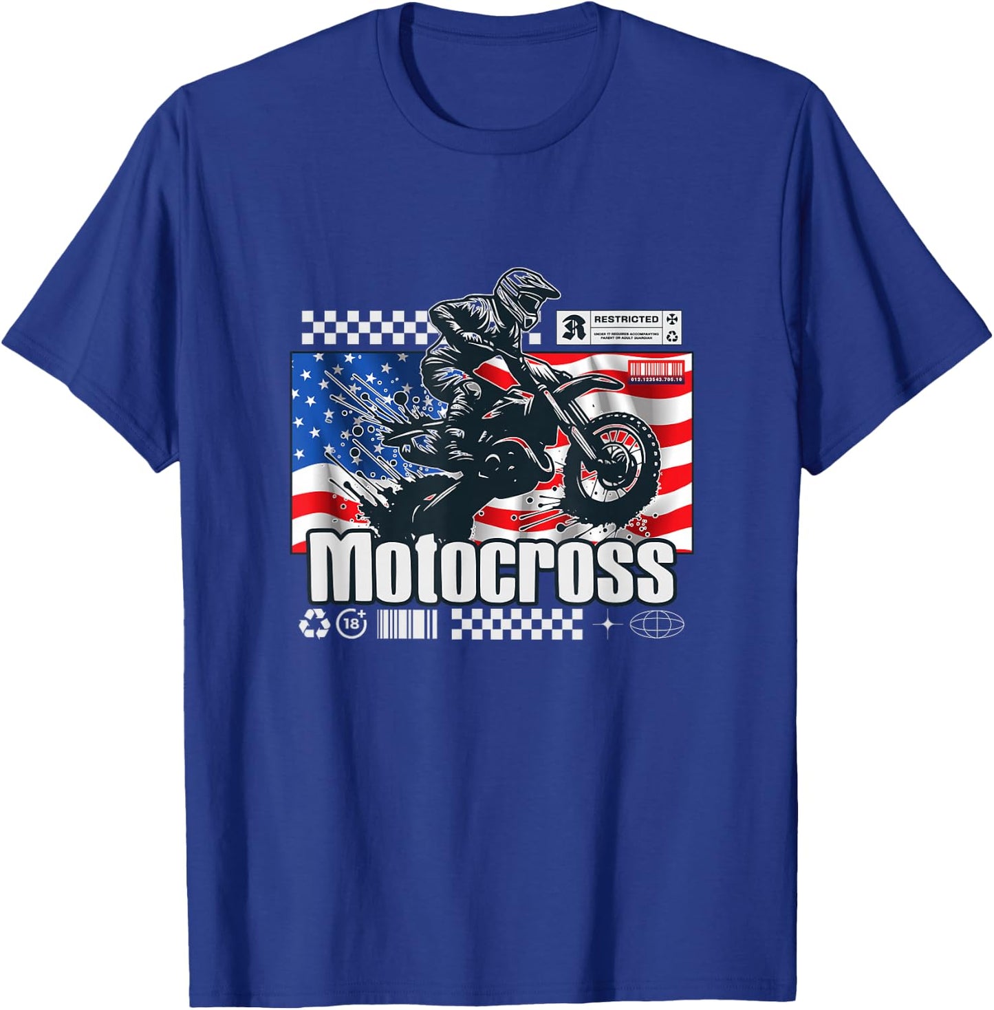 Usa themed Dirt Bike Motocross MX Supercross Graphic T-Shirt - T-Shirt | Royal
