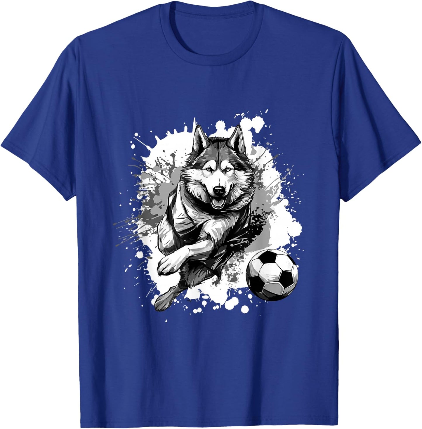 Husky Dog Playing Soccer | Sports Team T-Shirt - T-Shirt | Royal