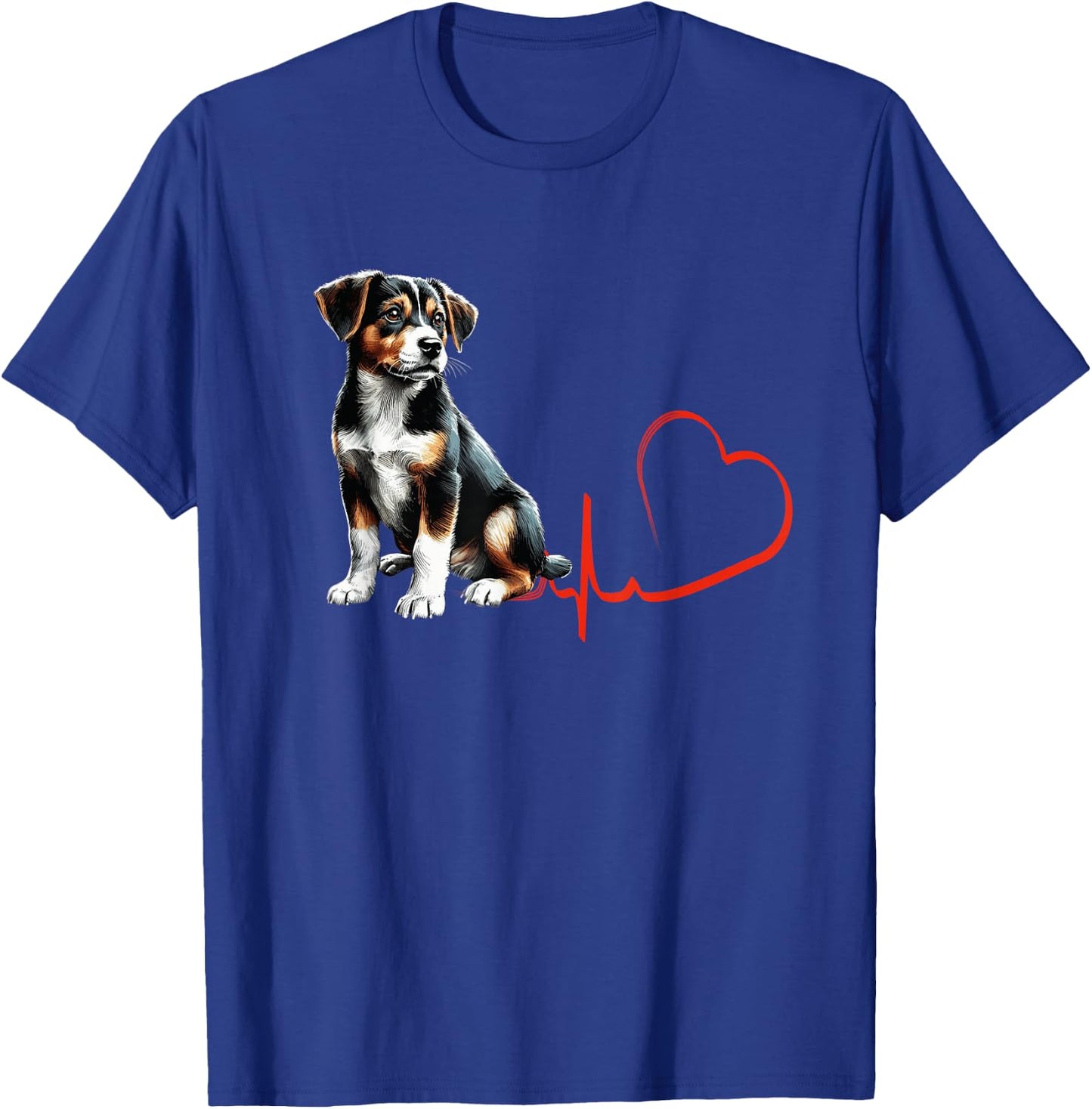 Mountain Feist Dog Heartbeat EKG Funny Dogs Owner & Lover T-Shirt - T-Shirt | Royal