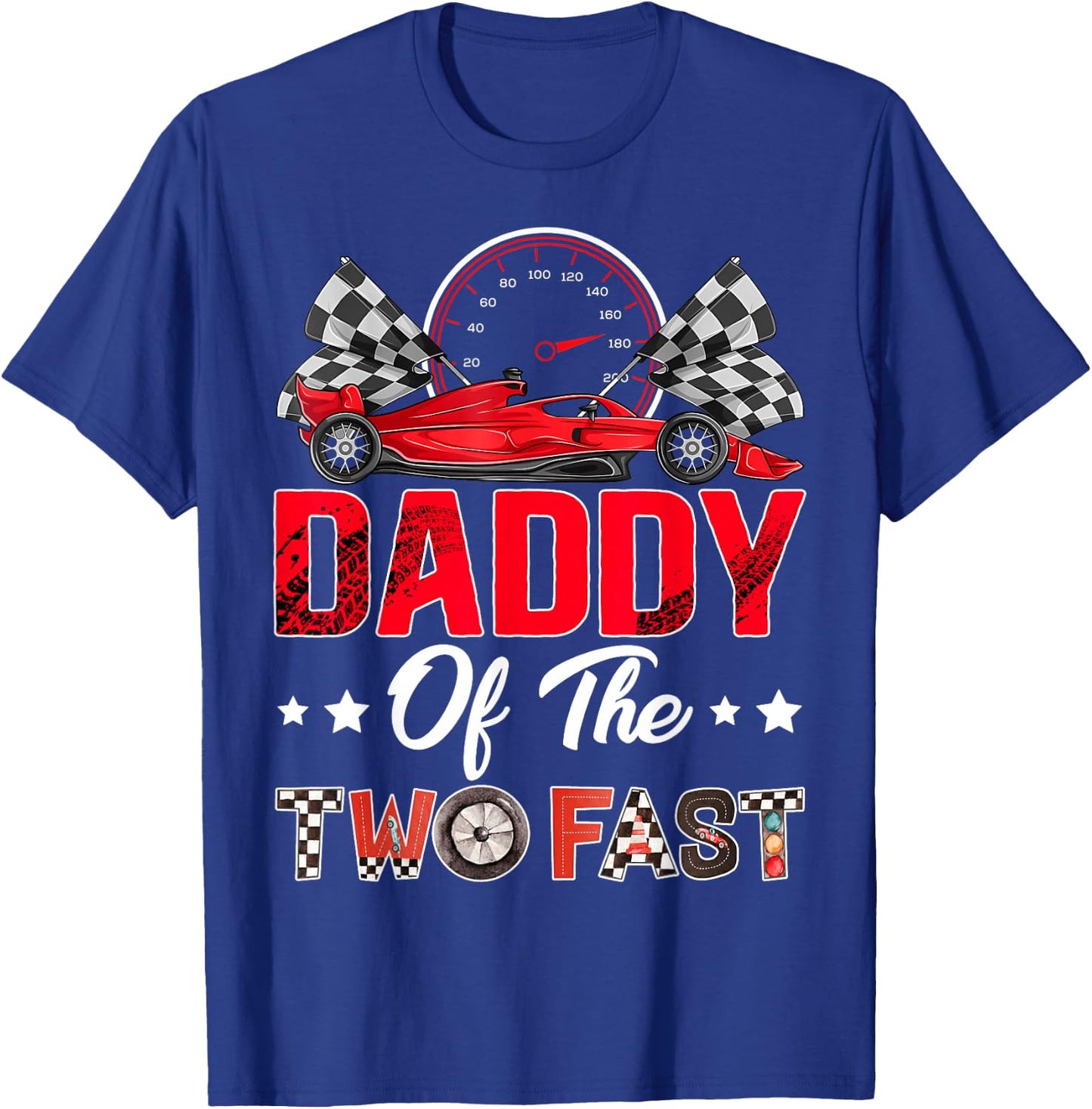 Daddy of The Two Fast 2nd Birthday Boy Racing Car Family T-Shirt - T-Shirt | Royal