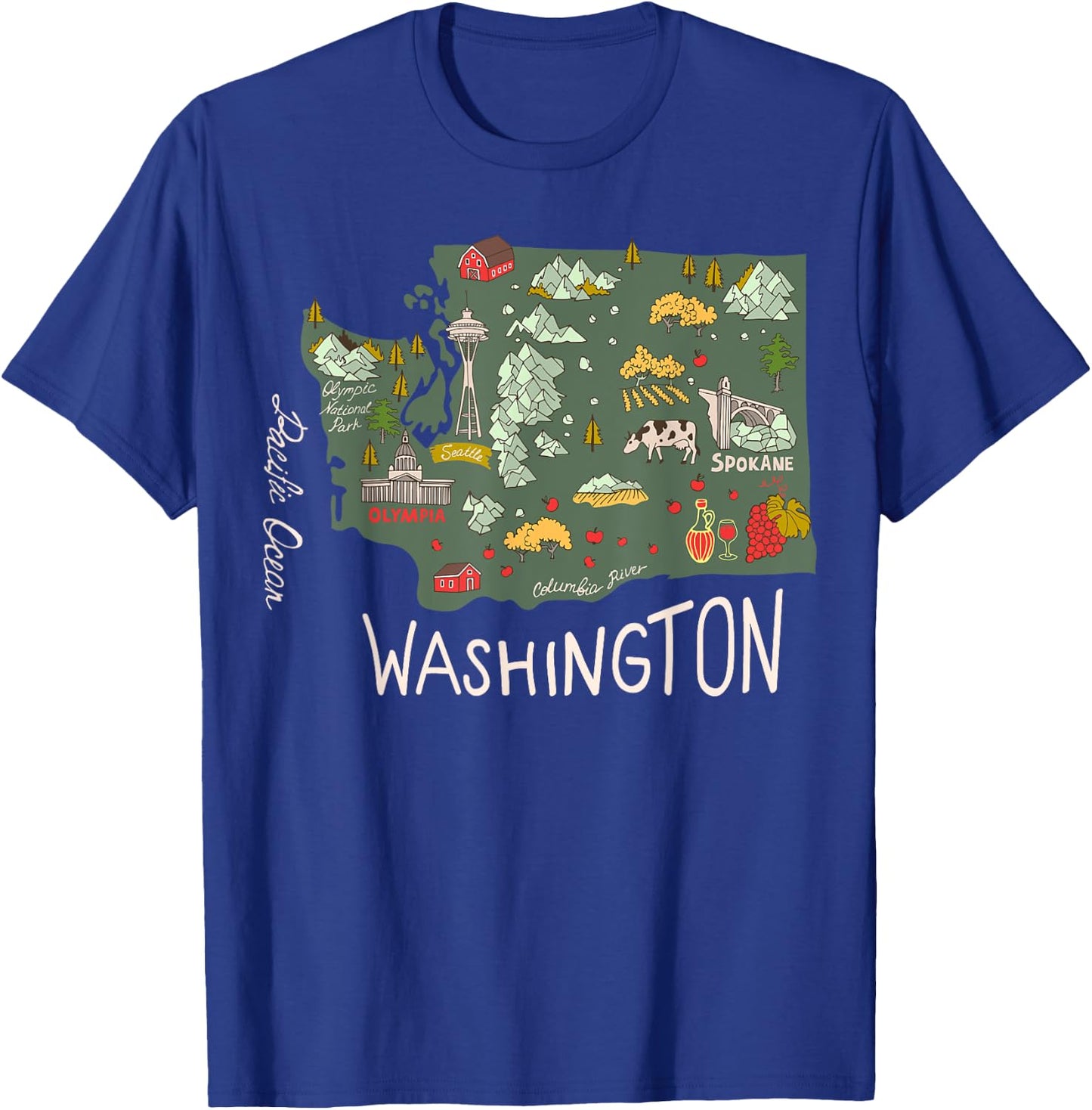 Vintage Washington Evergreen State Seattle Pacific Northwest T-Shirt - T-Shirt | Royal
