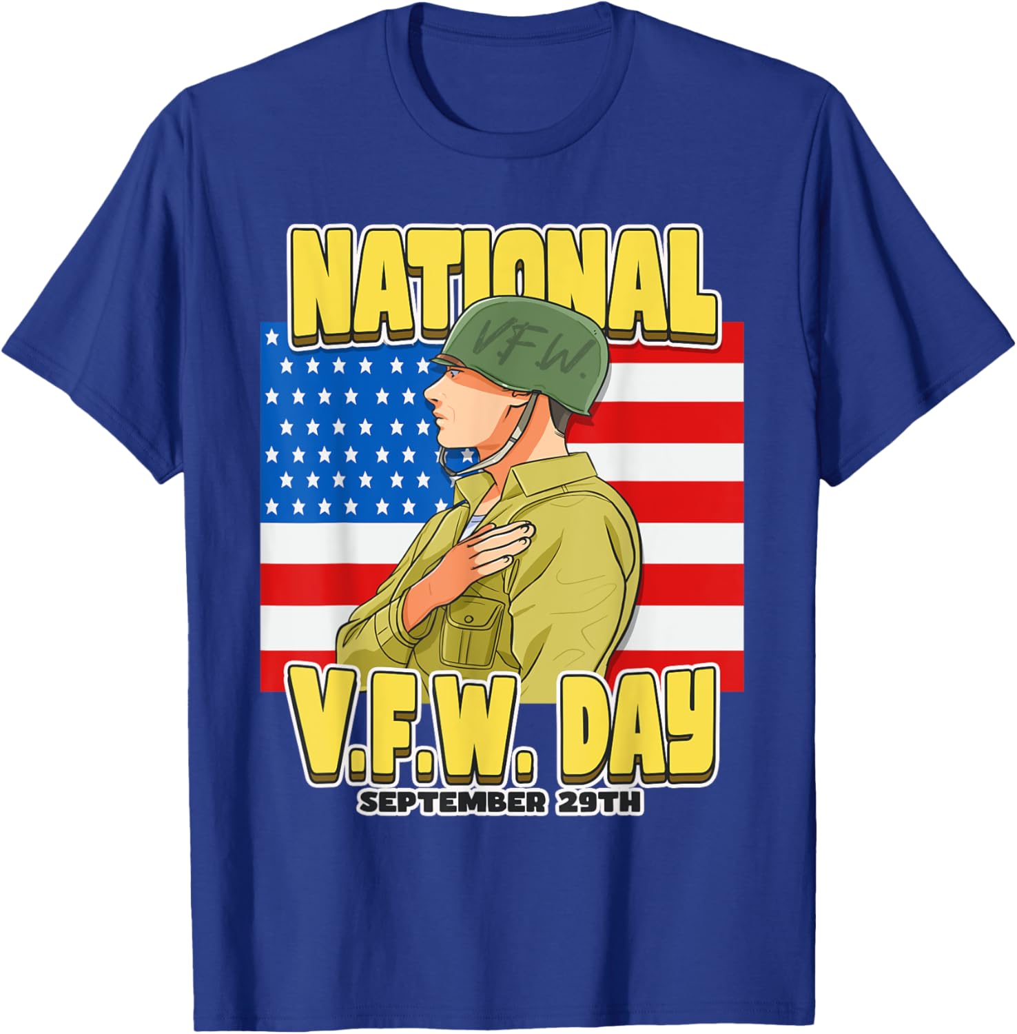 National V.F.W. Day September 29th USA flag T-Shirt - T-Shirt | Royal