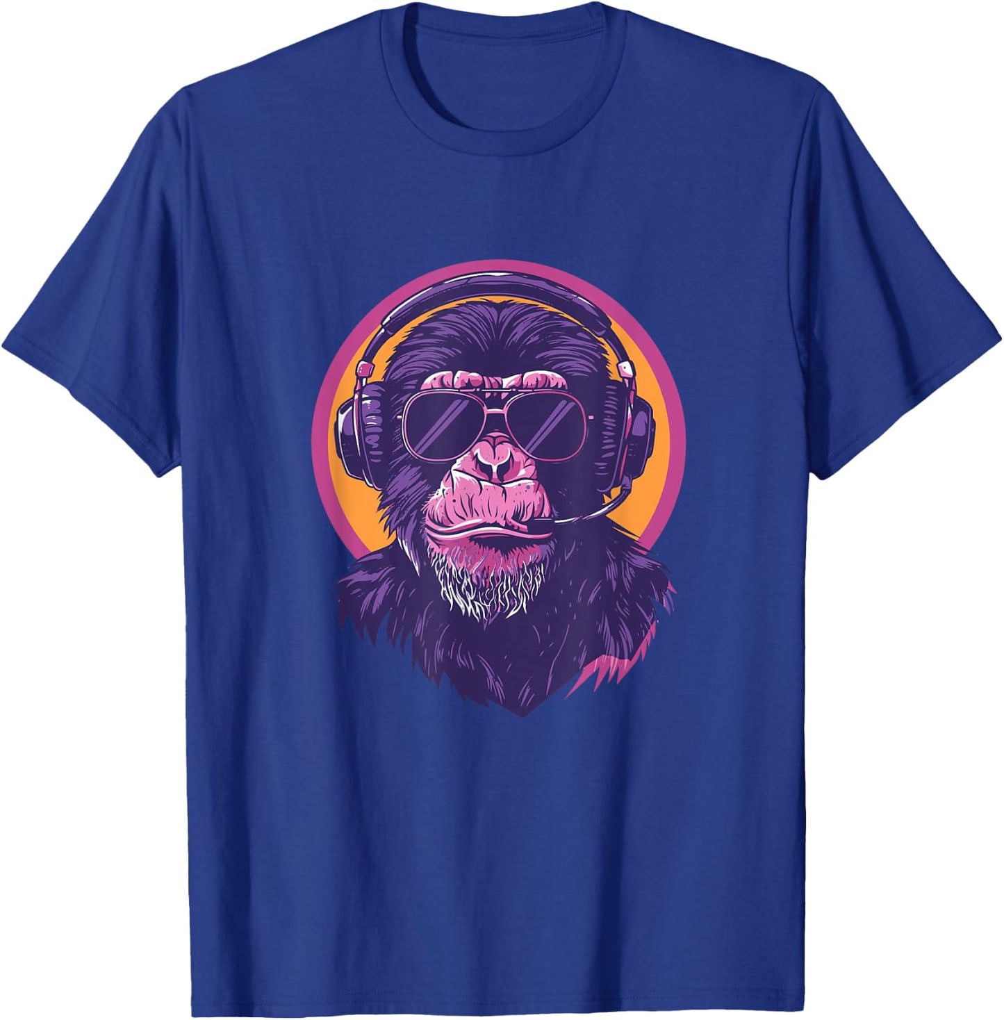 90s Retro Vaporwave Style Cool & Cute Chimp Art T-Shirt - T-Shirt | Royal