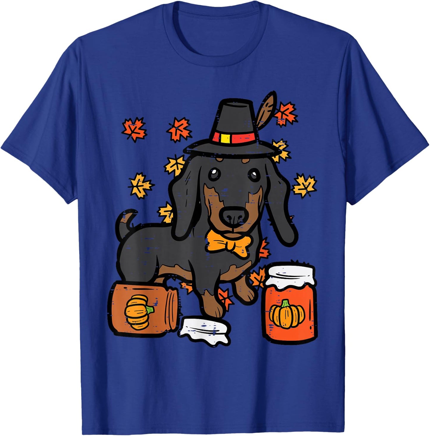 Thanksgiving Dachshund Sausage Hot Dog Autumn Men Women Kids T-Shirt - T-Shirt | Royal
