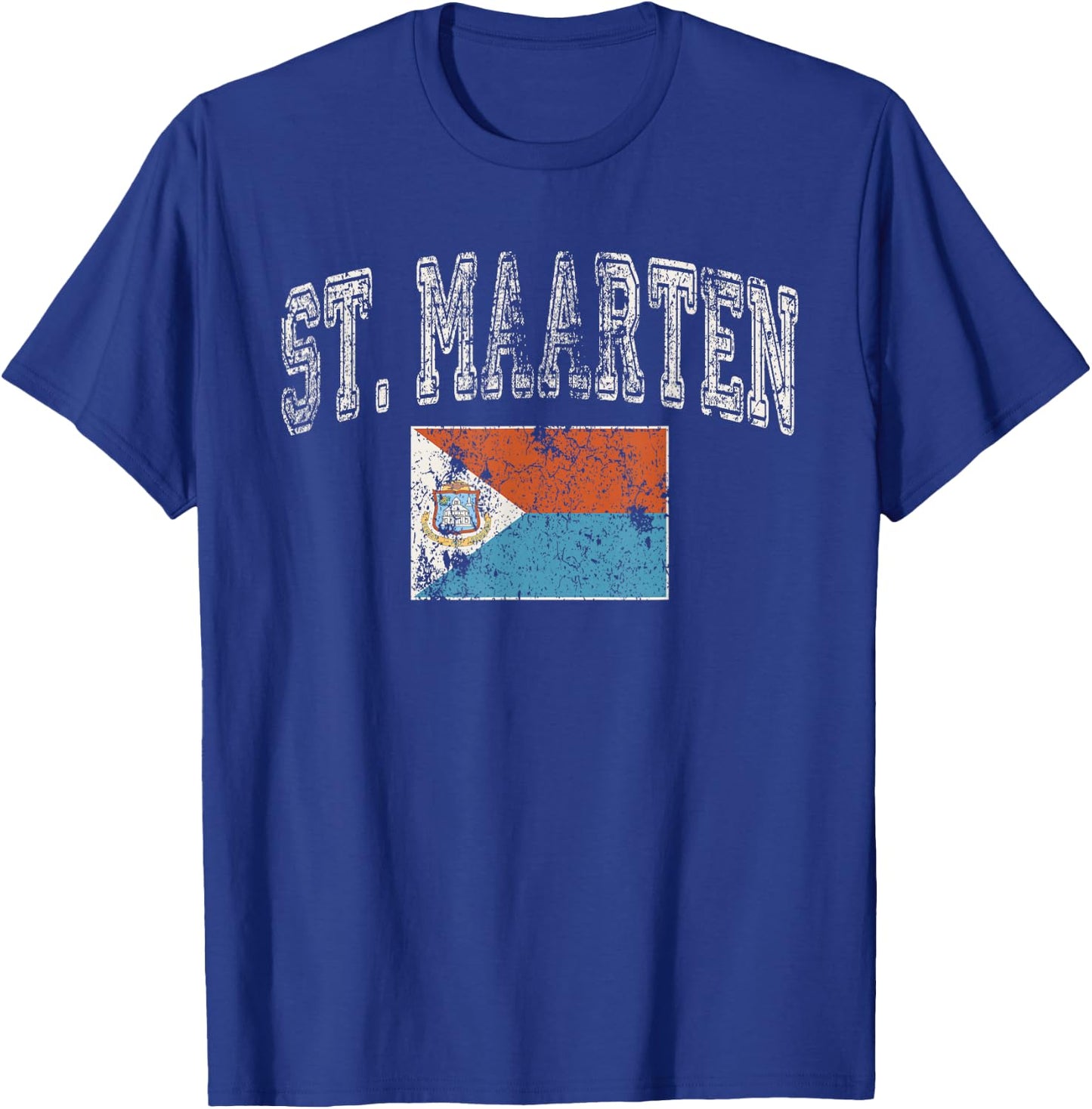 Vintage Retro Faded St Maarten Flag T-Shirt - T-Shirt | Royal